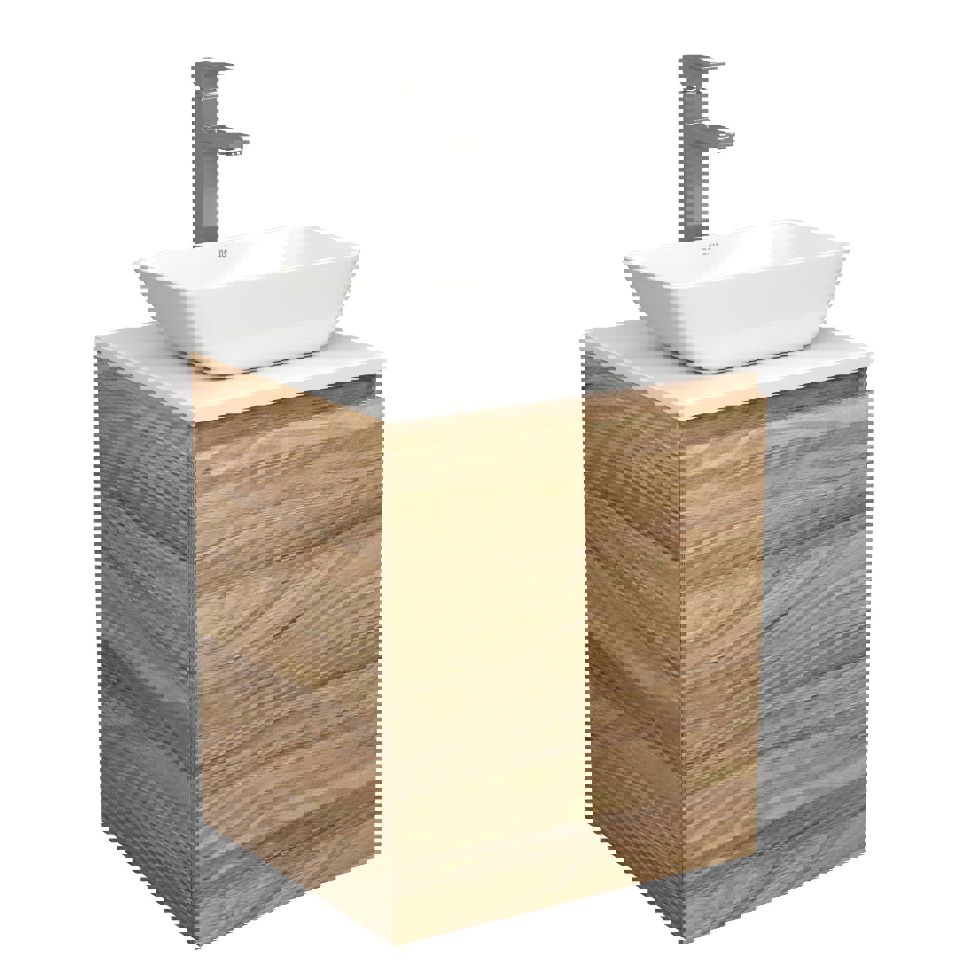 Изображение товара Тумба Bau Dream Blackwood 50 с дверцей подвесная с раковиной BAU Spectrum Mini 47х24