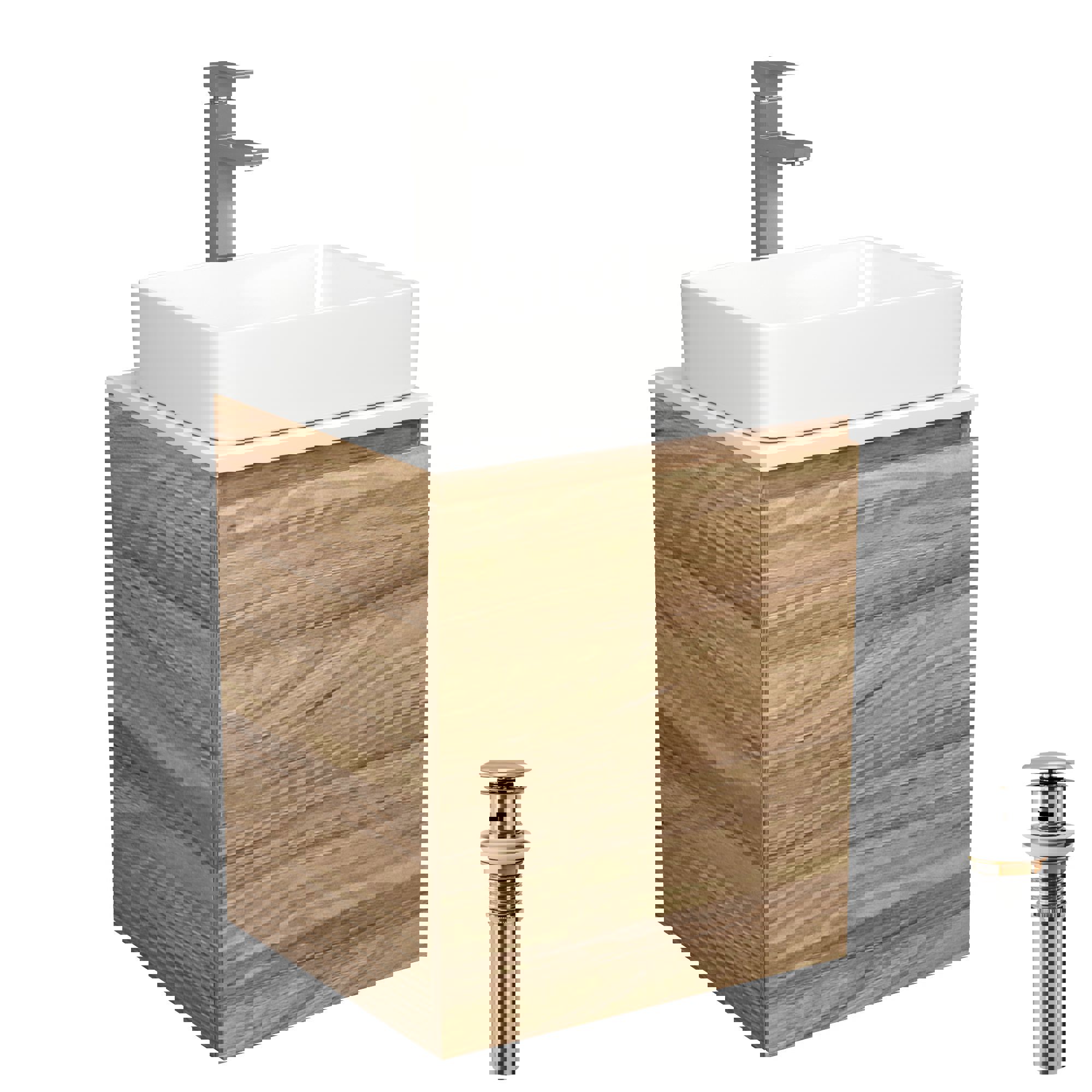 Изображение товара Тумба для ванной BAU Dream Blackwood 50 с дверцей + раковина BAU Hotel 48x37 + смеситель Still