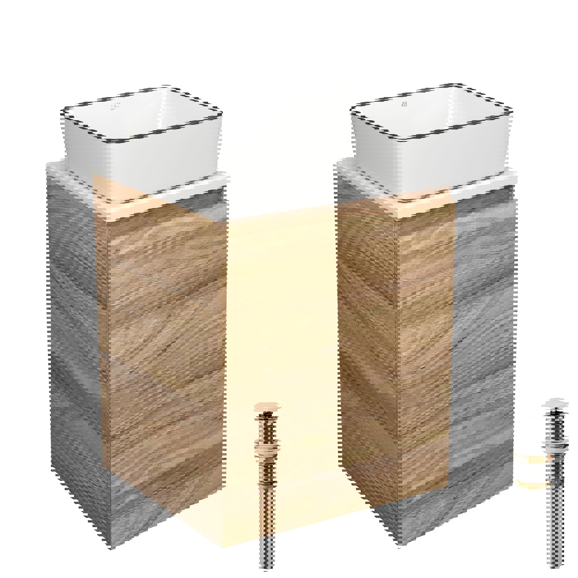 Изображение товара BAUEDGE Dream Blackwood 50 тумба под накладную раковину с дверцей белый комплект