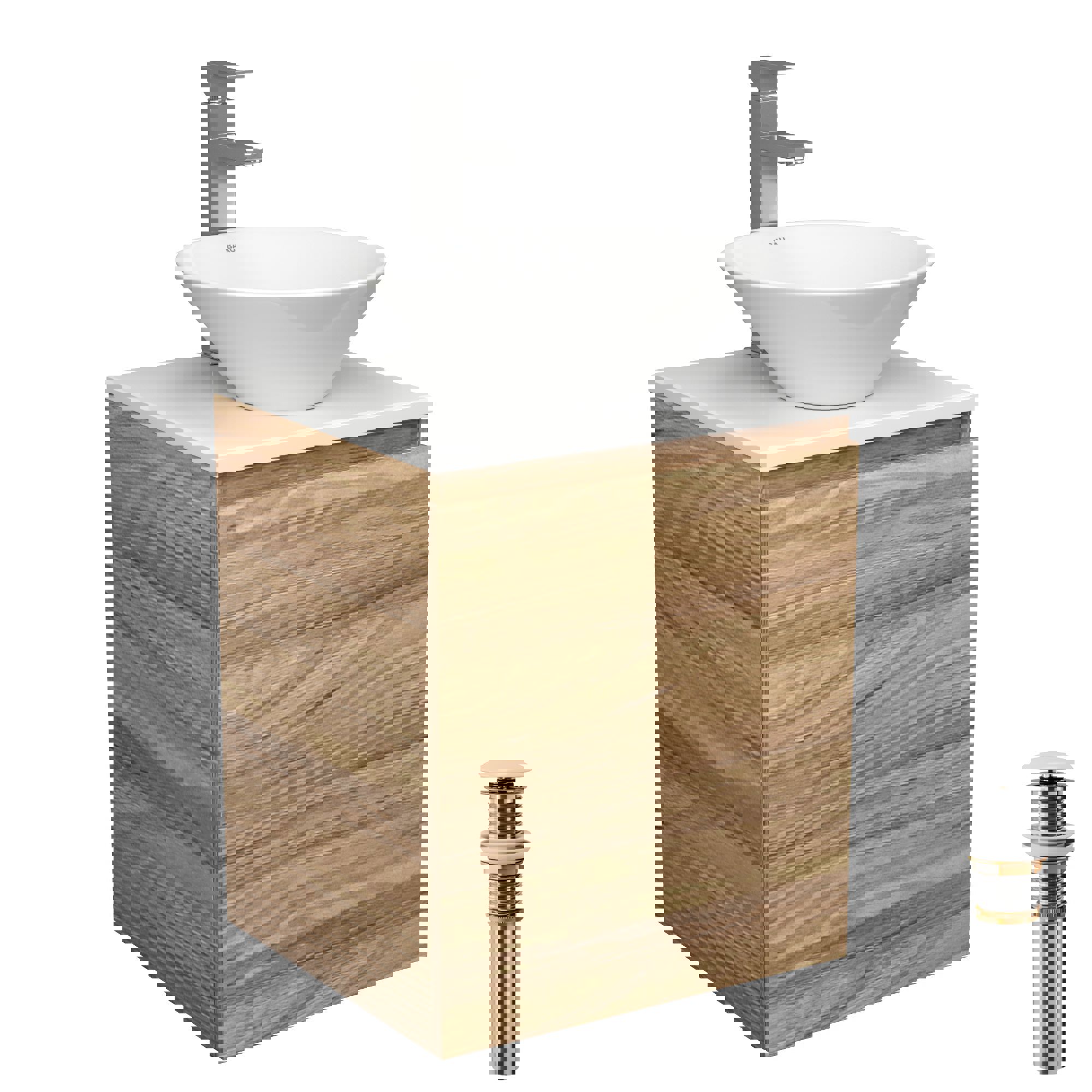 Изображение товара BAUEDGE Dream Blackwood 50 тумба под накладную раковину с раковиной BAU Dream D43 и смесителем Hote