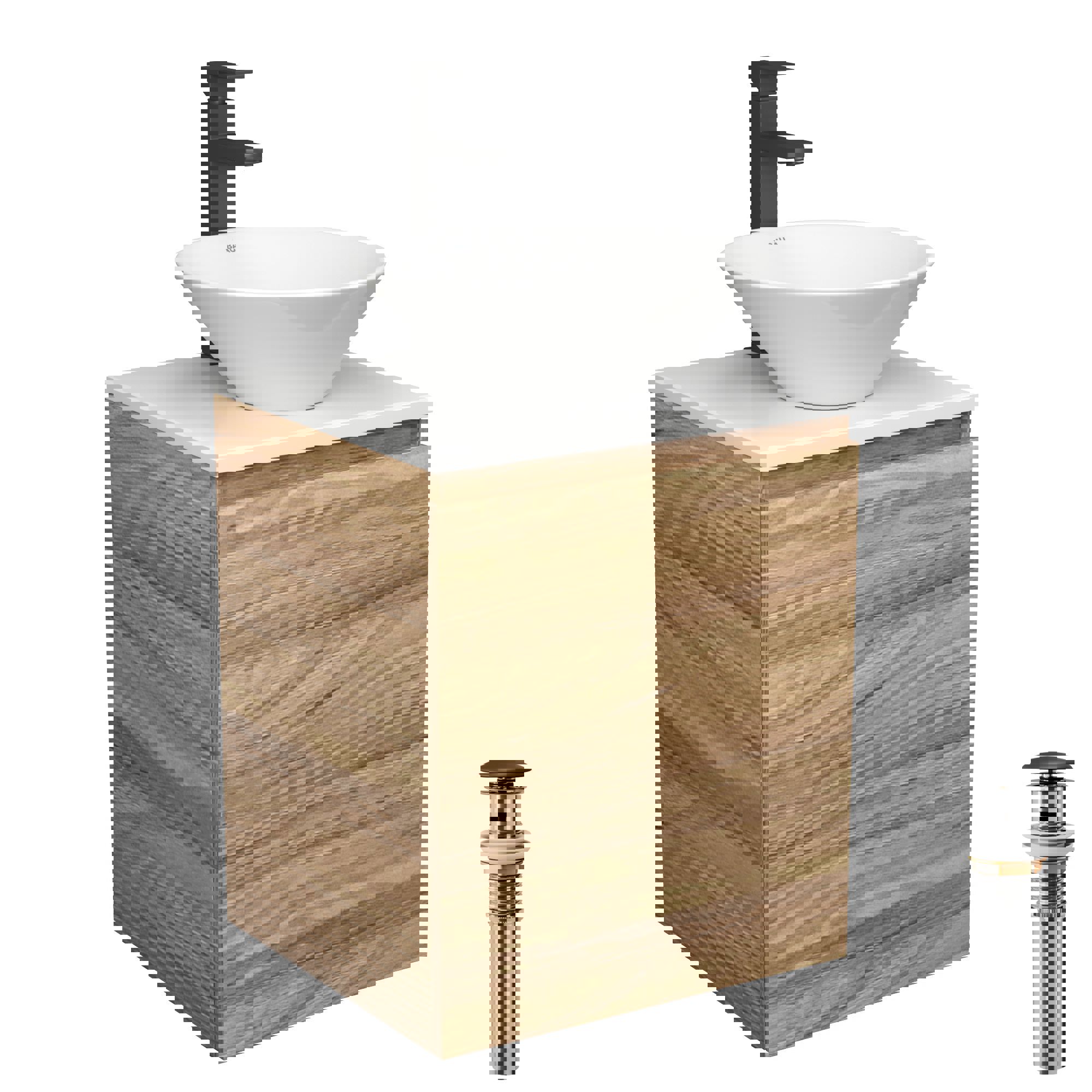 Изображение товара Тумба Bau Dream Blackwood 50 с раковиной BAU Dream D43, смесителем и системой клик клак