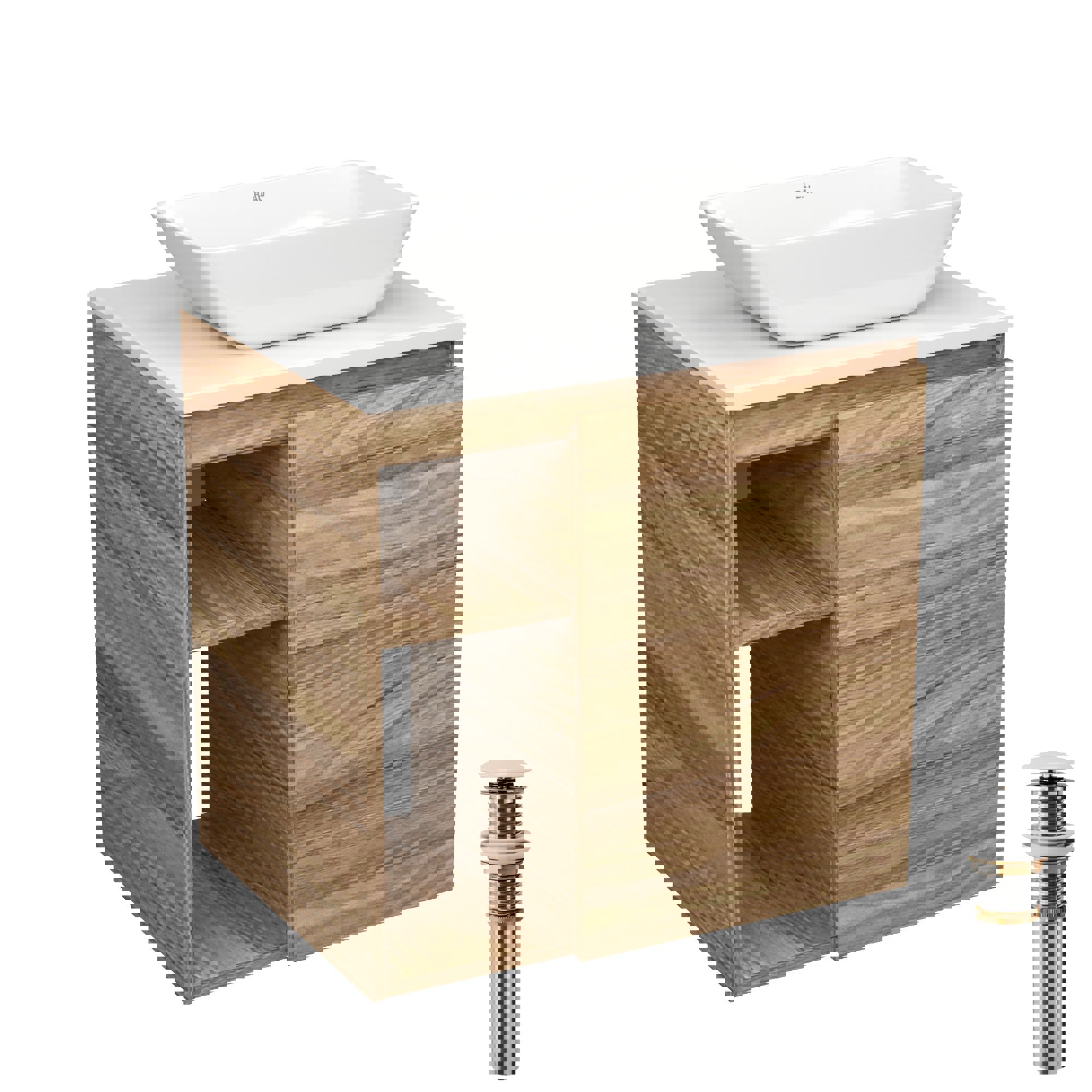 Изображение товара Тумба для ванной Bauedge Bau Dream Blackwood 60 с раковиной Spectrum mini 47x24 и системой клик-кла