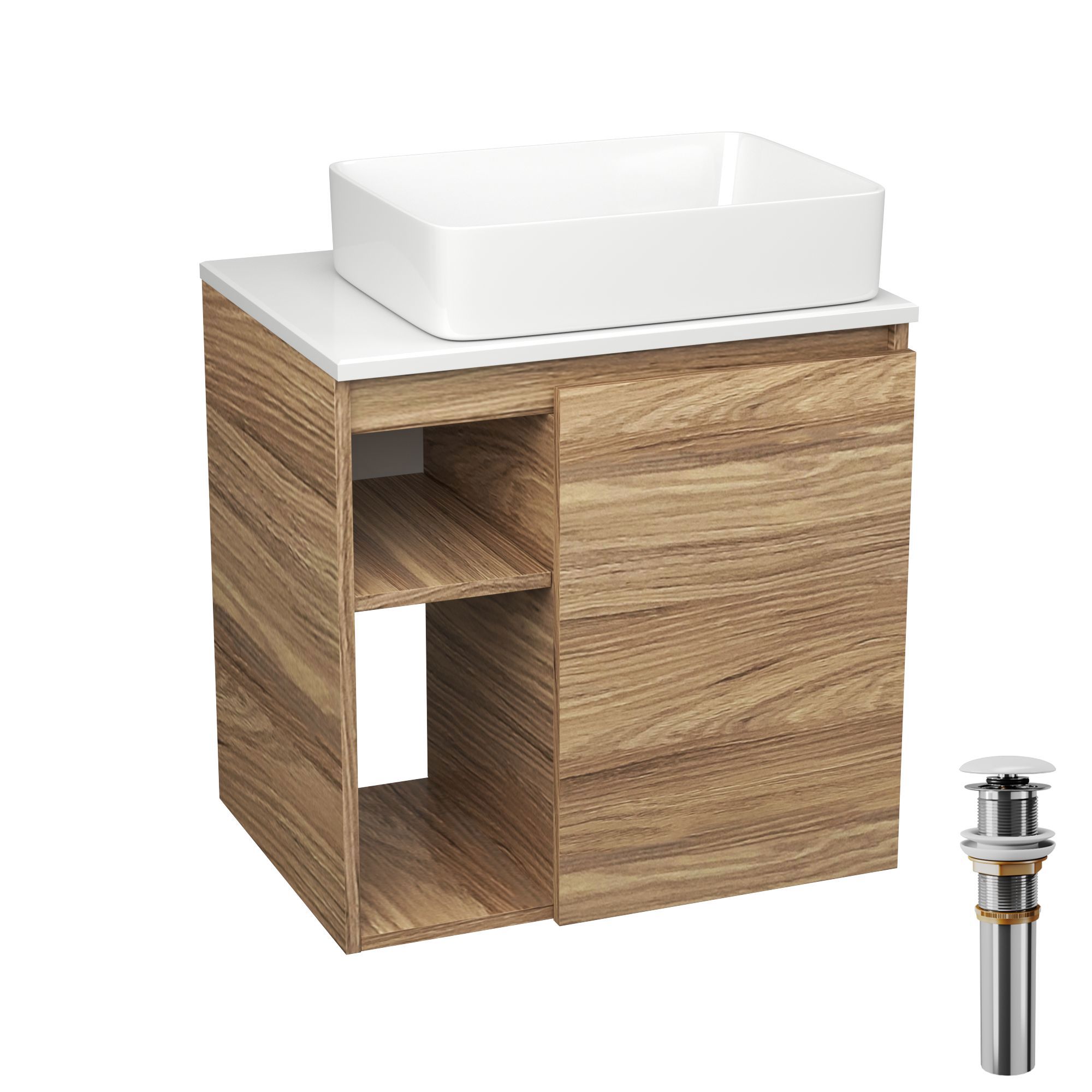 Изображение товара Тумба Bauedge Bau Dream Blackwood 60 правая с раковиной Hotel 48x37 и системой click clack