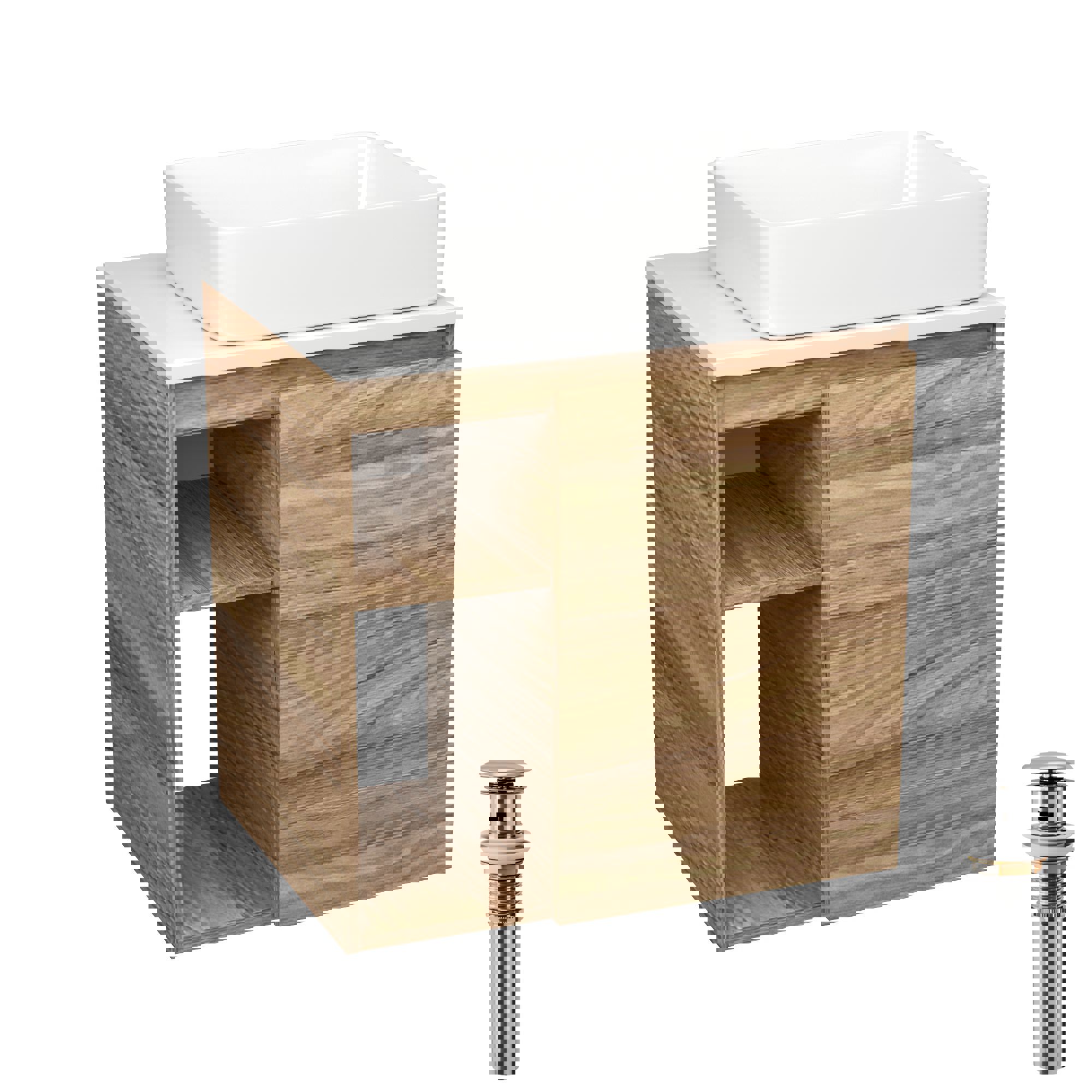 Изображение товара Тумба Bauedge Bau Dream Blackwood 60 с раковиной BAU Hotel 48х37 и системой click clack