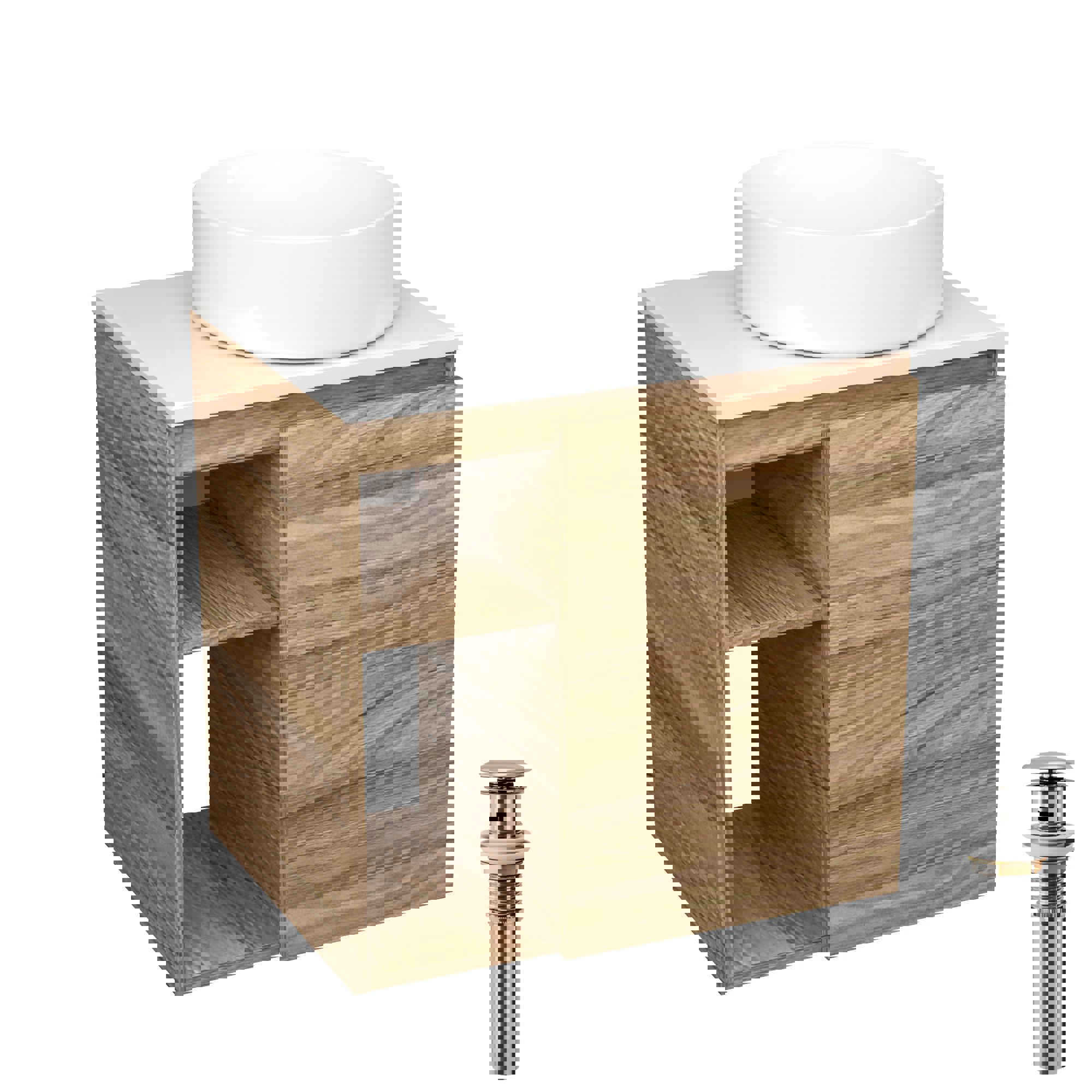 Изображение товара Тумба Bauedge Bau Dream Blackwood 60 правая раковина круглая D41 выпуск клик клак хром