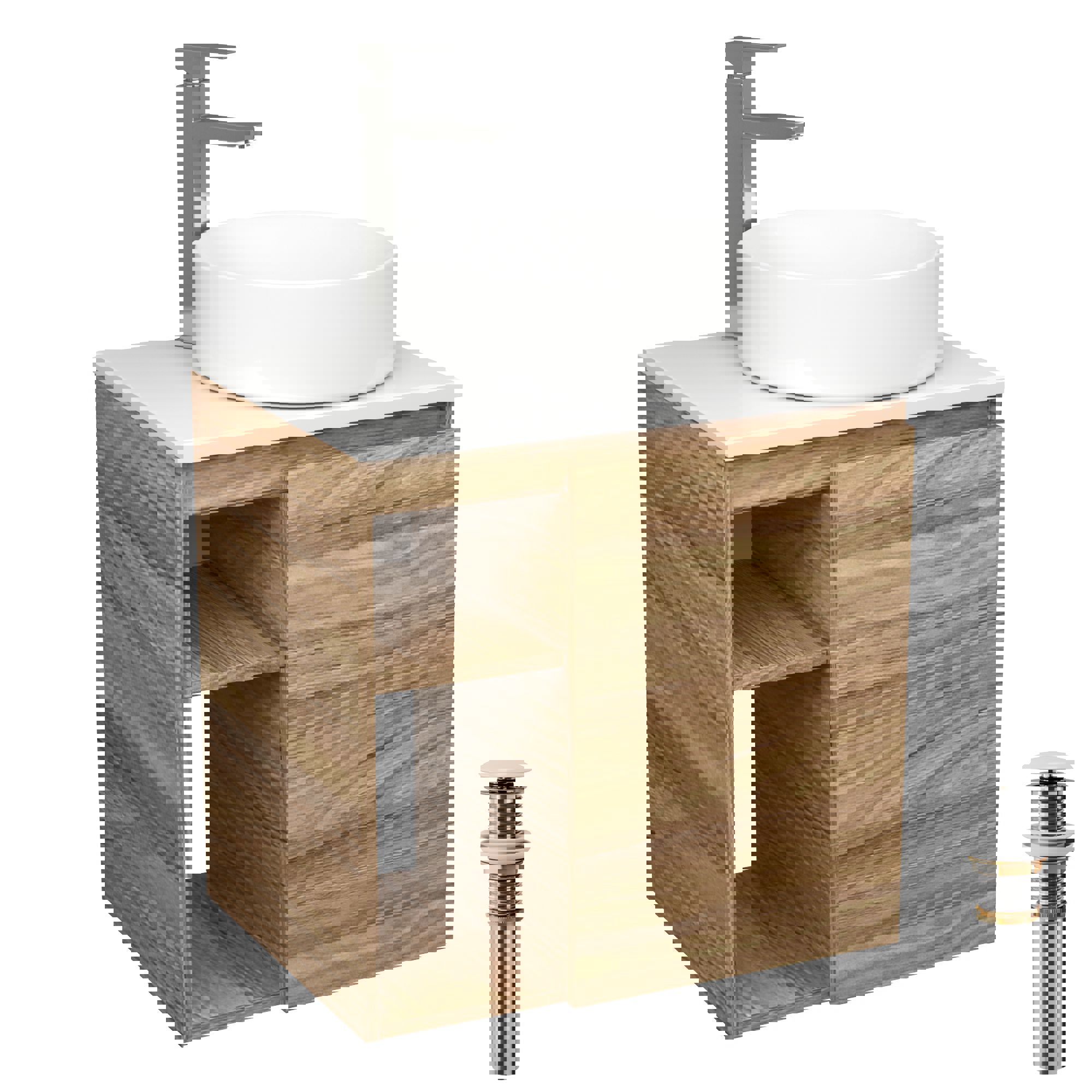 Изображение товара Тумба Bauedge Bau Dream Blackwood 60 правая раковина круглая D41 смеситель для раковины высокий Hotel Still выпуск клик клак белый