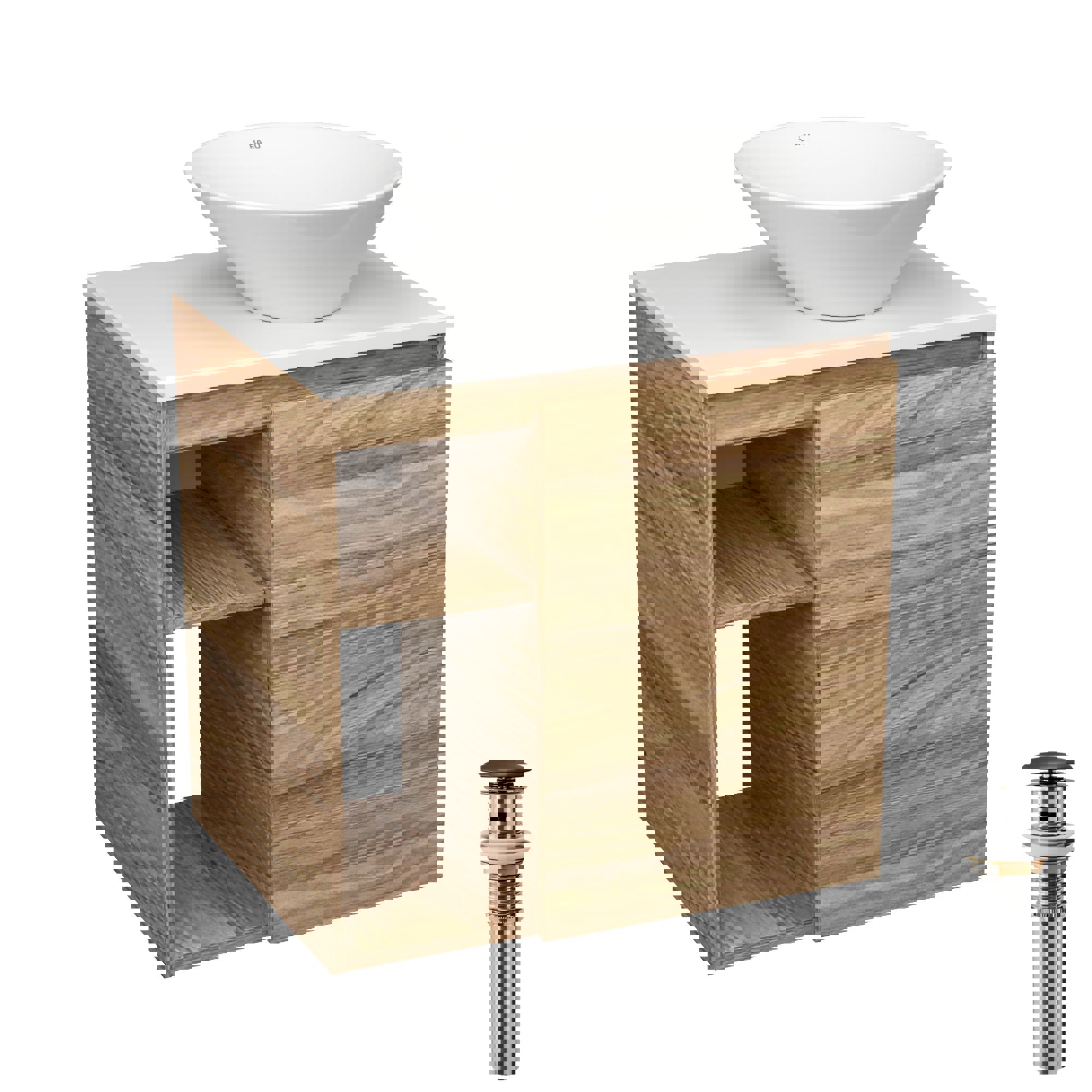 Изображение товара Тумба под раковину Bauedge Bau Dream Blackwood 60 правая с клик-клак и фарфоровой раковиной