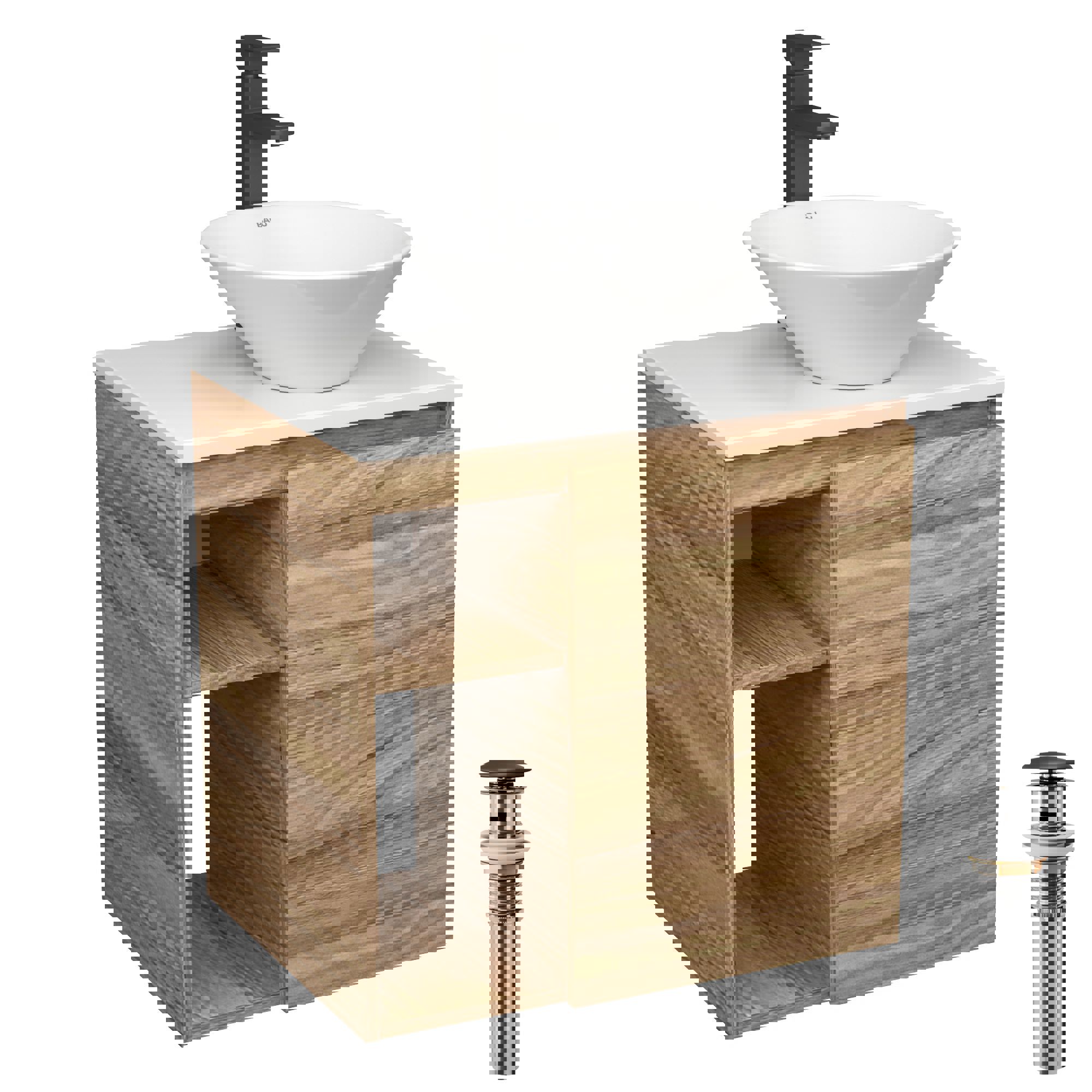 Изображение товара Тумба под раковину Bau Dream Blackwood 60 с фарфоровой накладной раковиной и смесителем