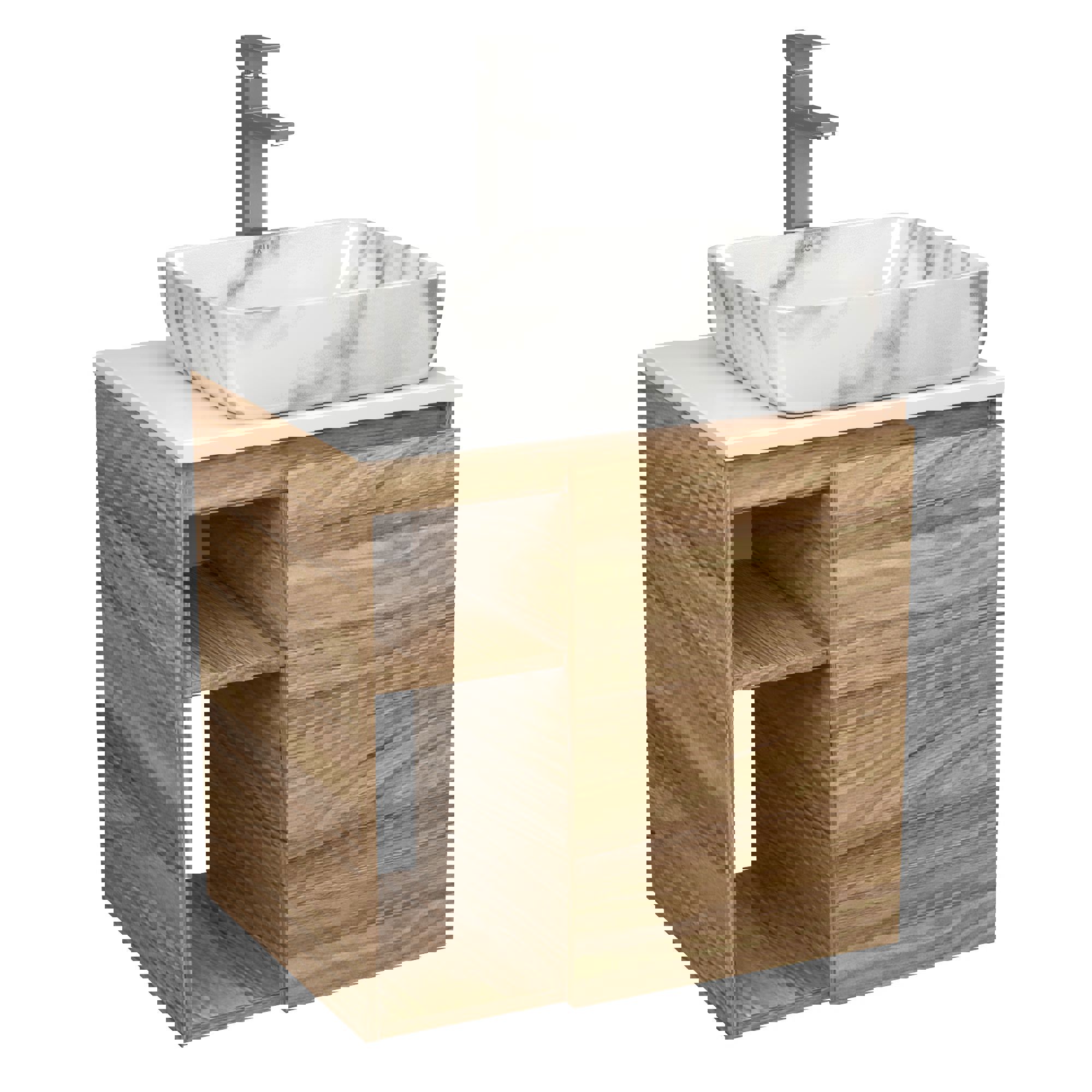 Изображение товара Тумба Bauedge Bau Dream Blackwood 60 правая раковина BAU Hotel 51x39 мрамор смеситель для раковины высокий Hotel Still нержавеющая сталь