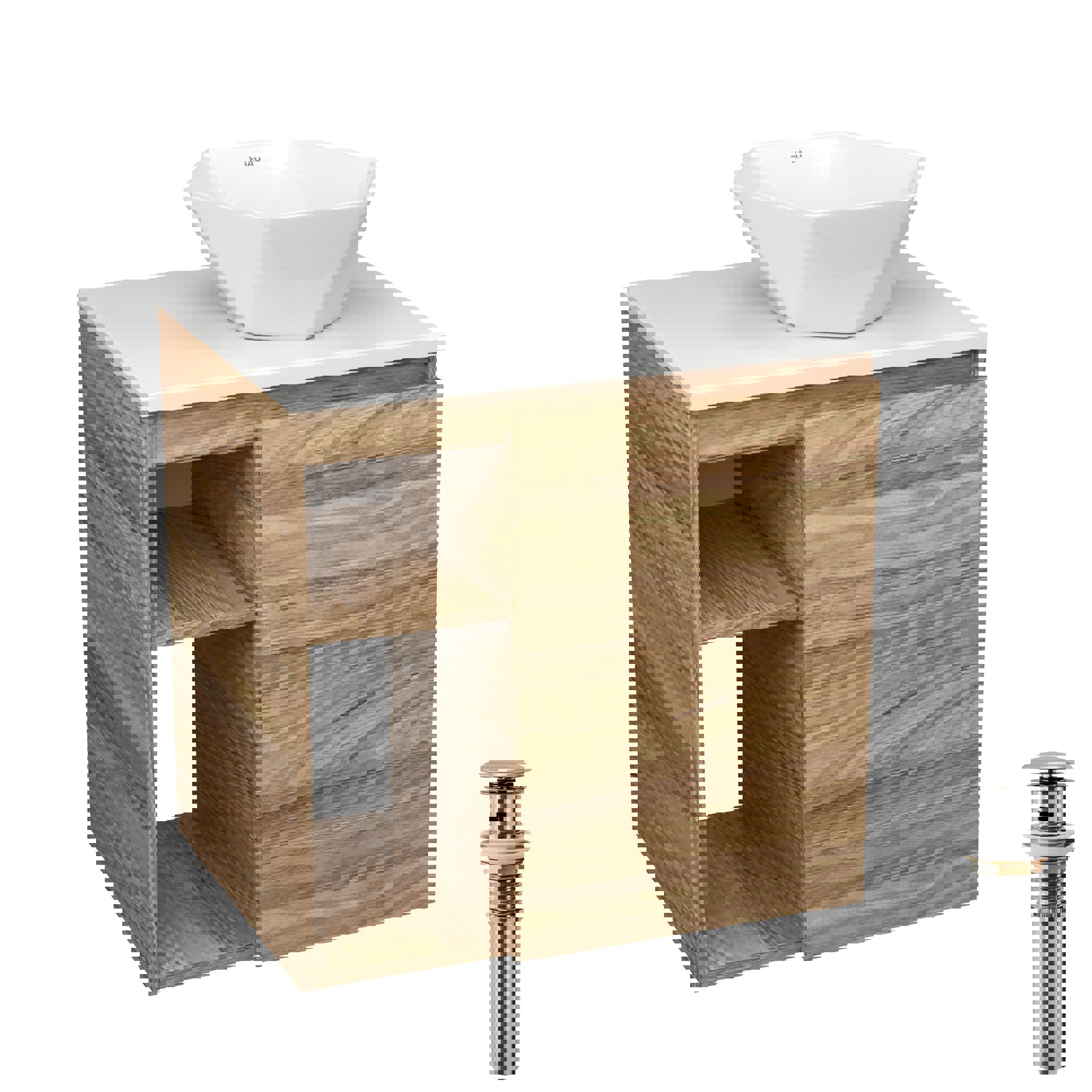 Изображение товара Тумба Bauedge Bau Dream Blackwood 60 с раковиной Crystal 40x40 и сливом клик-клак