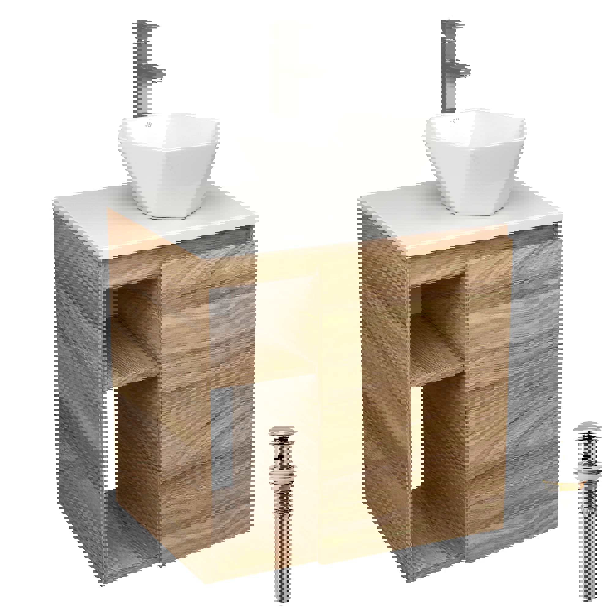 Изображение товара Тумба под раковину Bau Dream Blackwood 60 см с накладной раковиной Crystal и смесителем