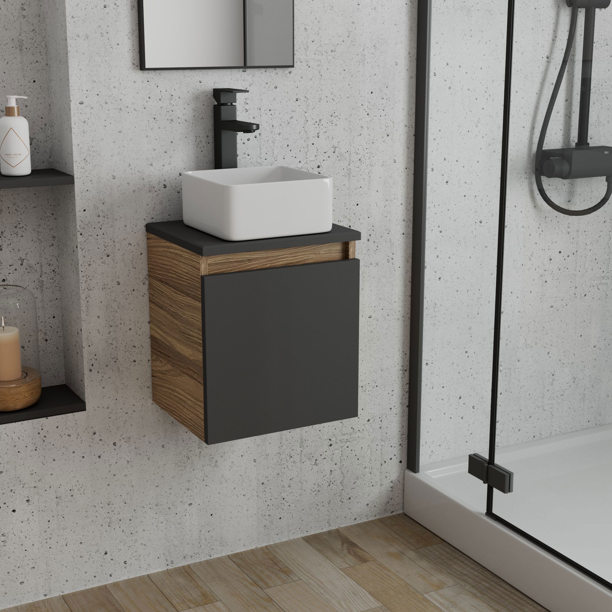 Изображение товара Тумба под раковину Bauedge Bau Dream Blackwood 35 с ящиком и раковиной Mini