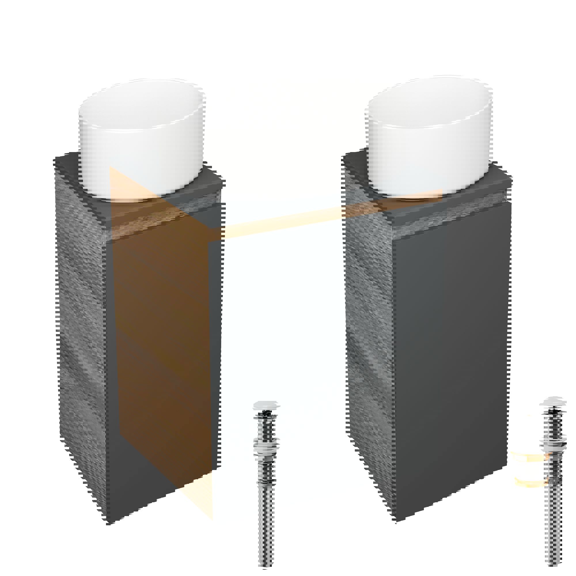 Изображение товара Тумба под накладную раковину BAUEDGE Dream Blackwood 50 графит с раковиной Nimb 50x36