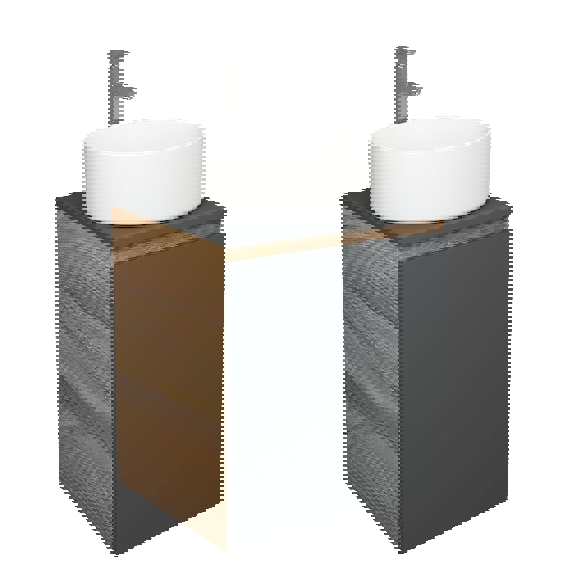 Изображение товара Тумба Bauedge Bau Dream Blackwood 50 графит раковина Nimb 50x36 смеситель для раковины высокий Hotel Still нержавеющая сталь