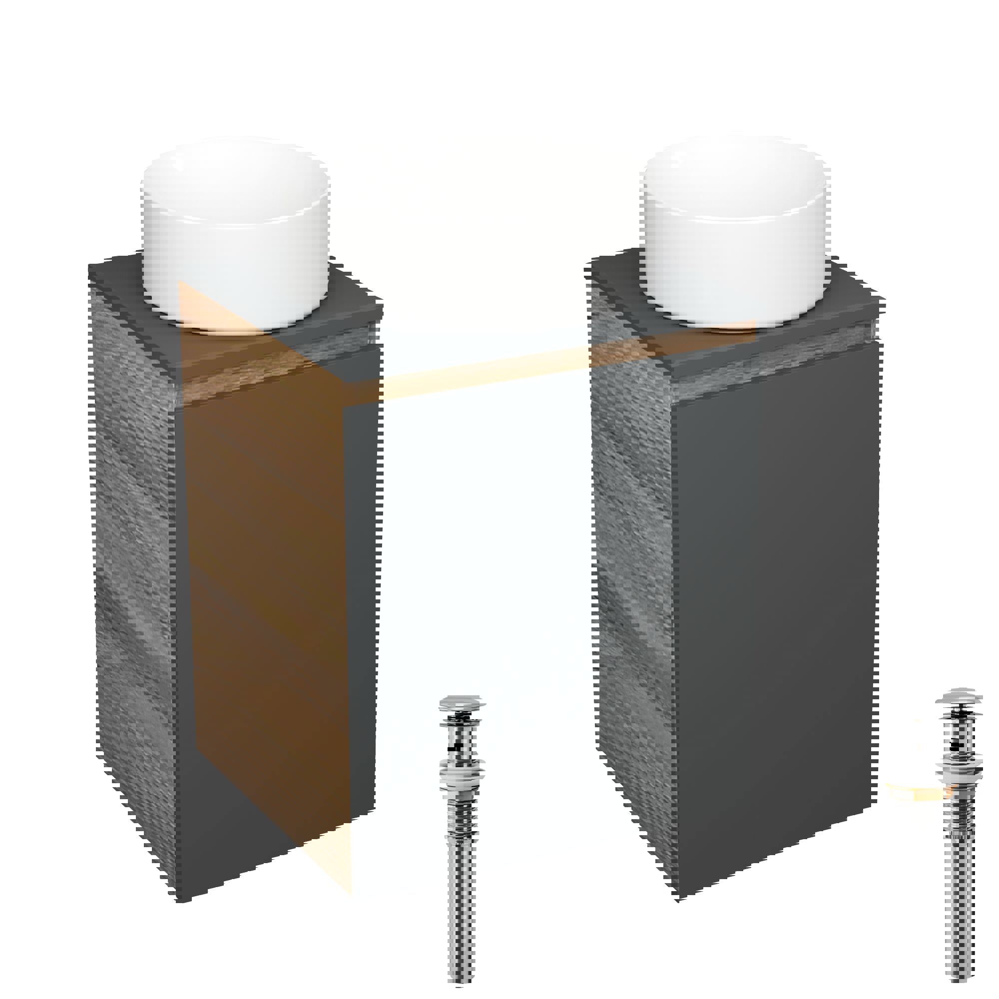 Изображение товара Тумба Bauedge Bau Dream Blackwood 50 графит с раковиной круглая D41 и системой клик клак