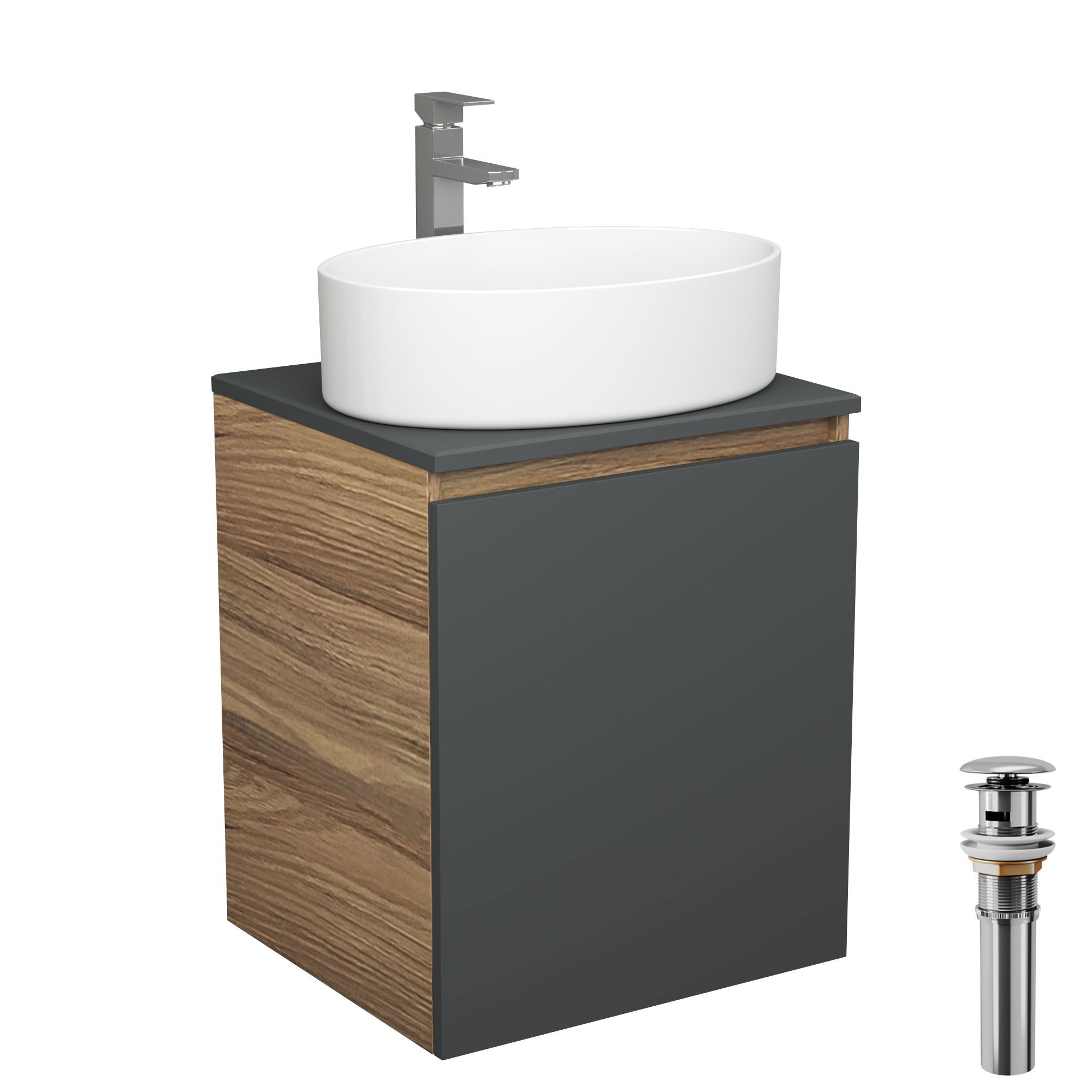 Изображение товара Тумба Bauedge Bau Dream Blackwood 50 графит раковина Nimb 50x36 смеситель для раковины высокий Hotel Still нержавеющая сталь выпуск клик клак хром