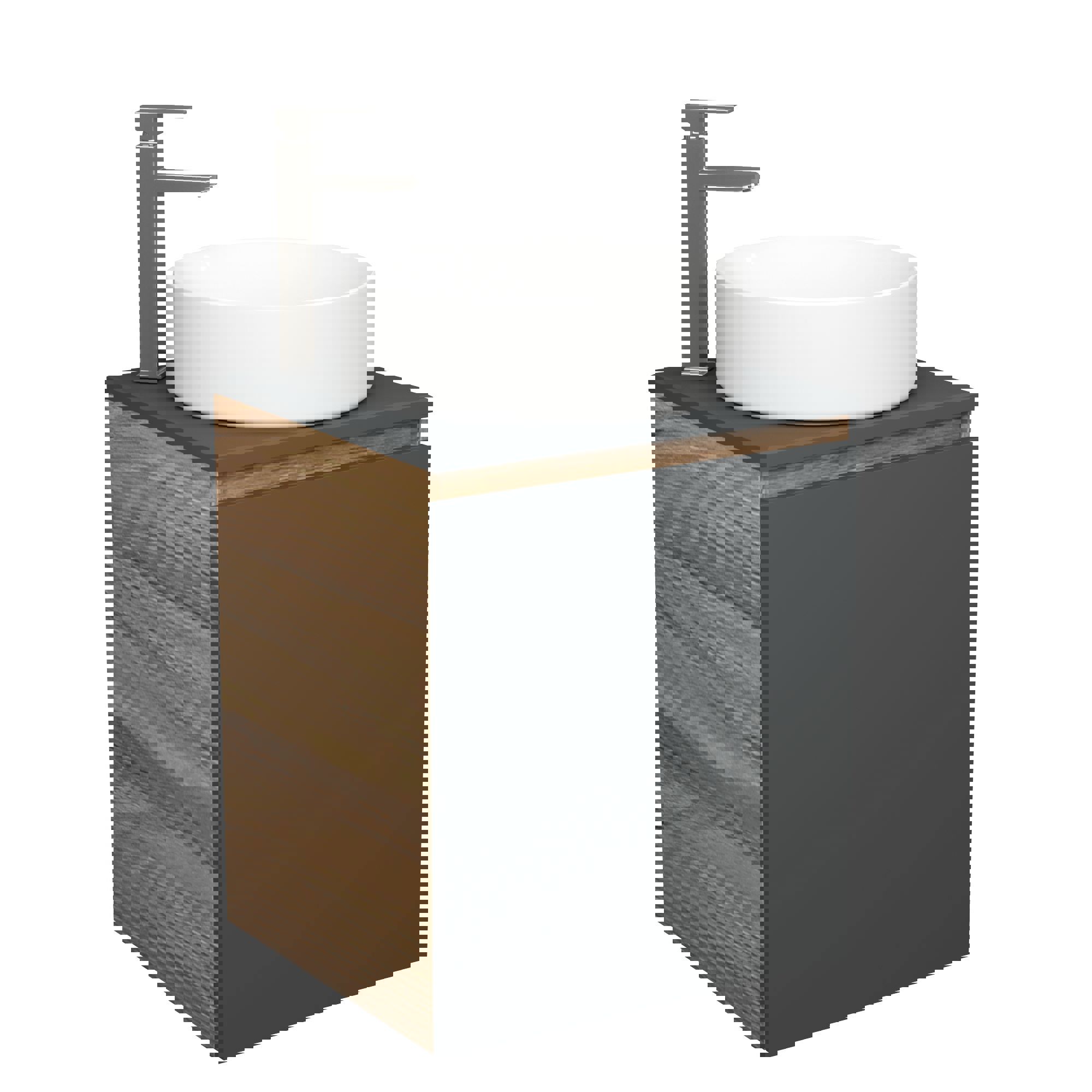 Изображение товара Тумба под раковину Bauedge Bau Dream 50 см графит с раковиной из санфарфора и смесителем из нержаве