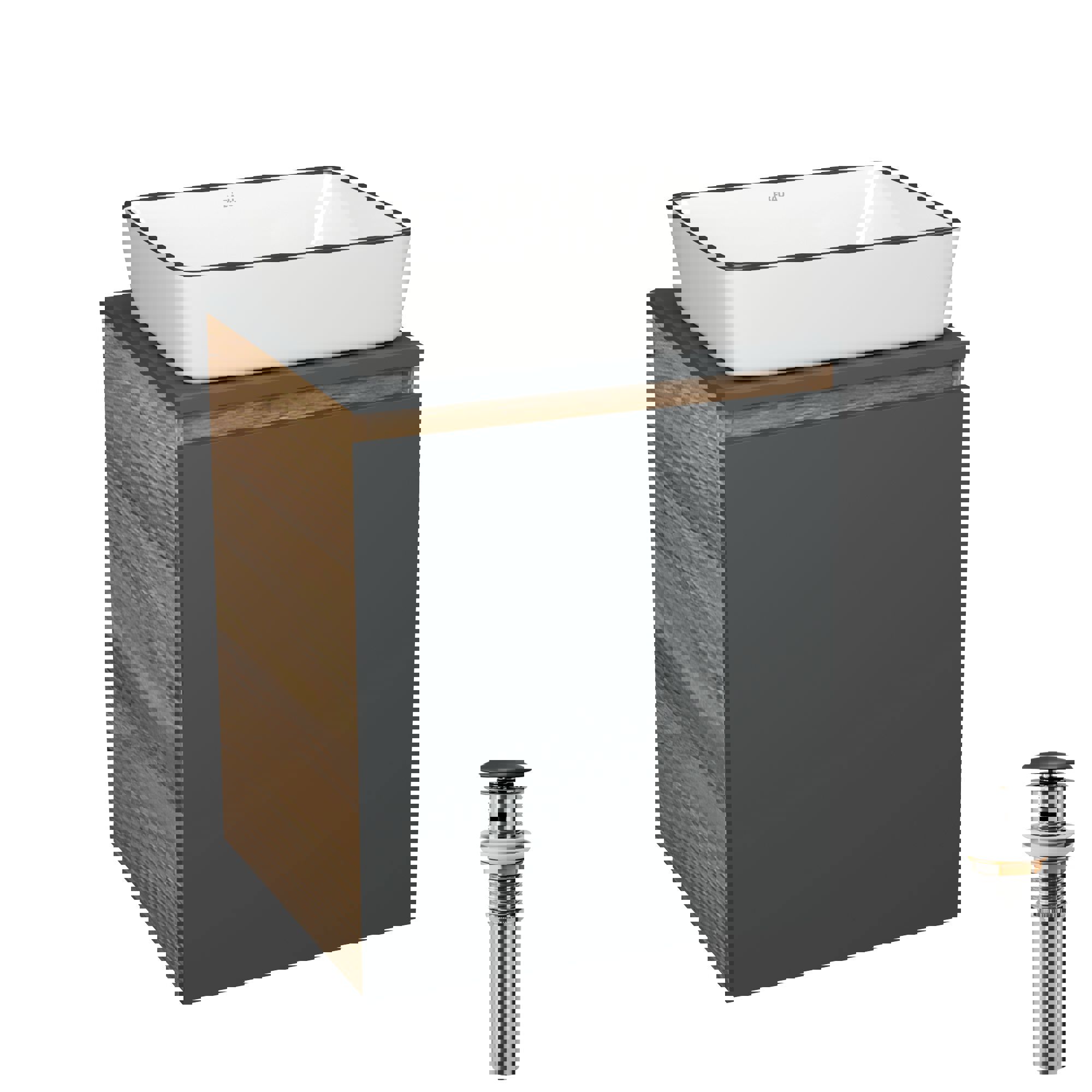 Изображение товара Тумба Bauedge Bau Dream Blackwood 50 графит раковина Hotel Black Rand 48x37 выпуск клик клак черный