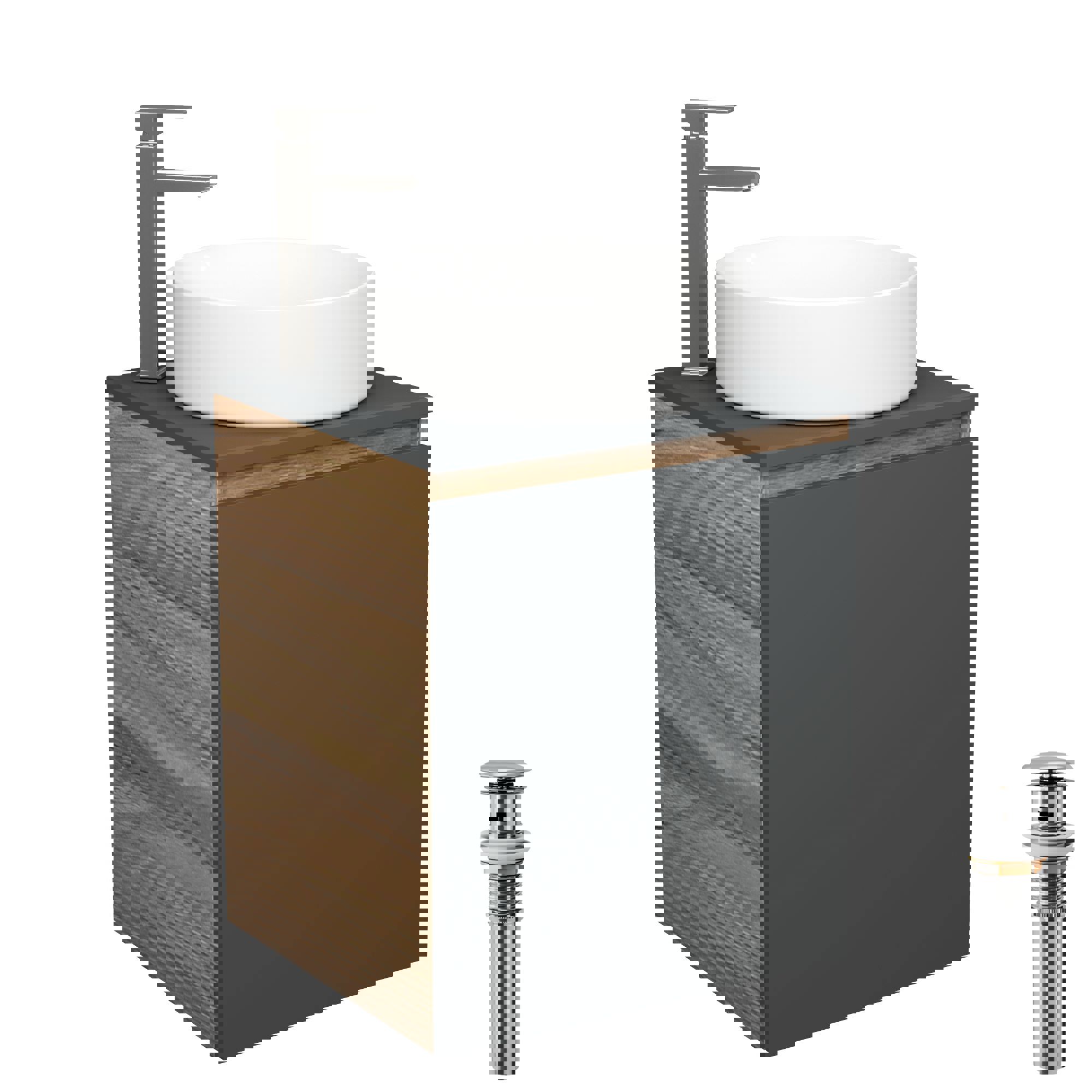 Изображение товара Тумба Bauedge Bau Dream Blackwood 50 графит раковина круглая D41 смеситель для раковины высокий Hotel Still выпуск клик клак хром