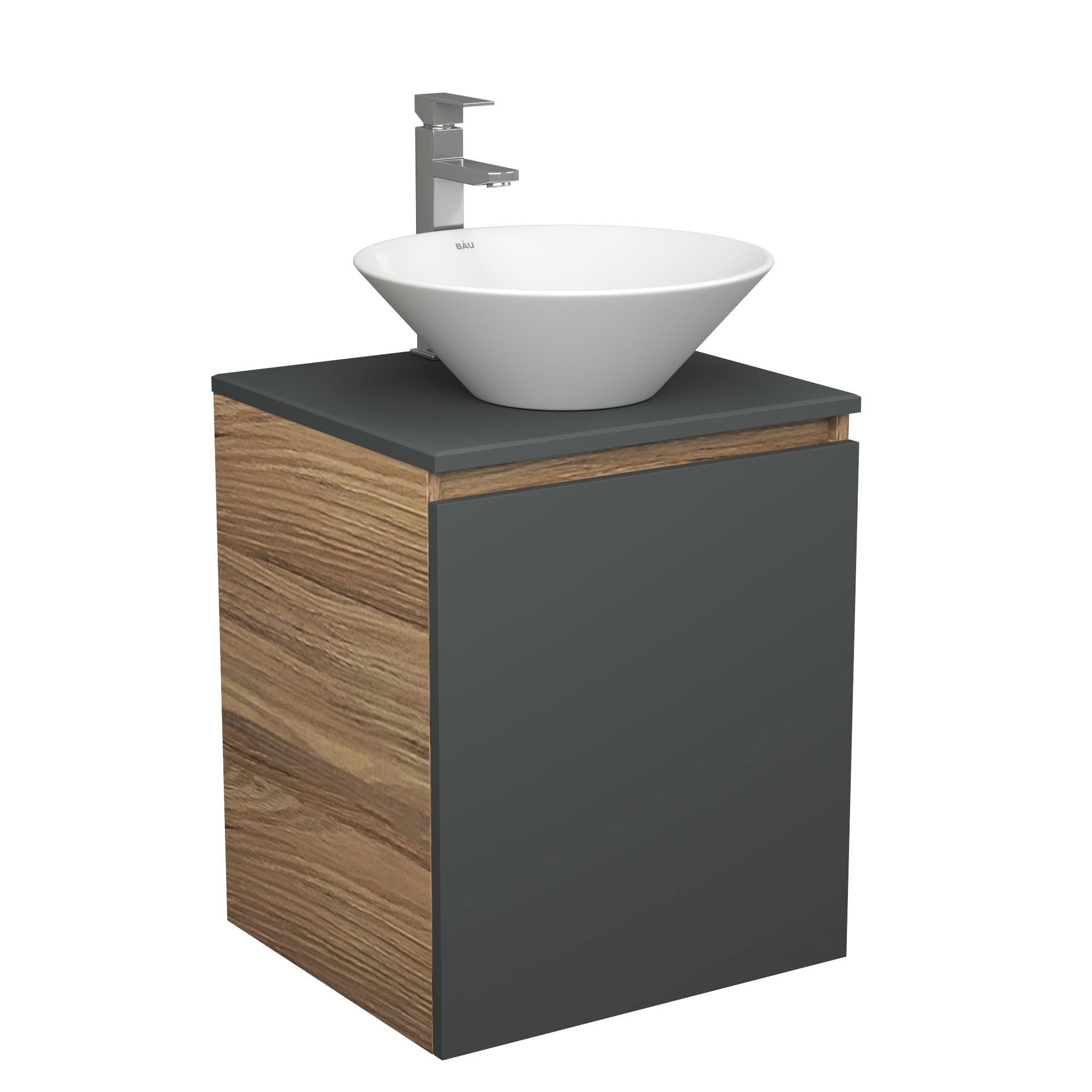 Изображение товара Тумба Bauedge Bau Dream Blackwood 50 графит с раковиной и смесителем для ванной