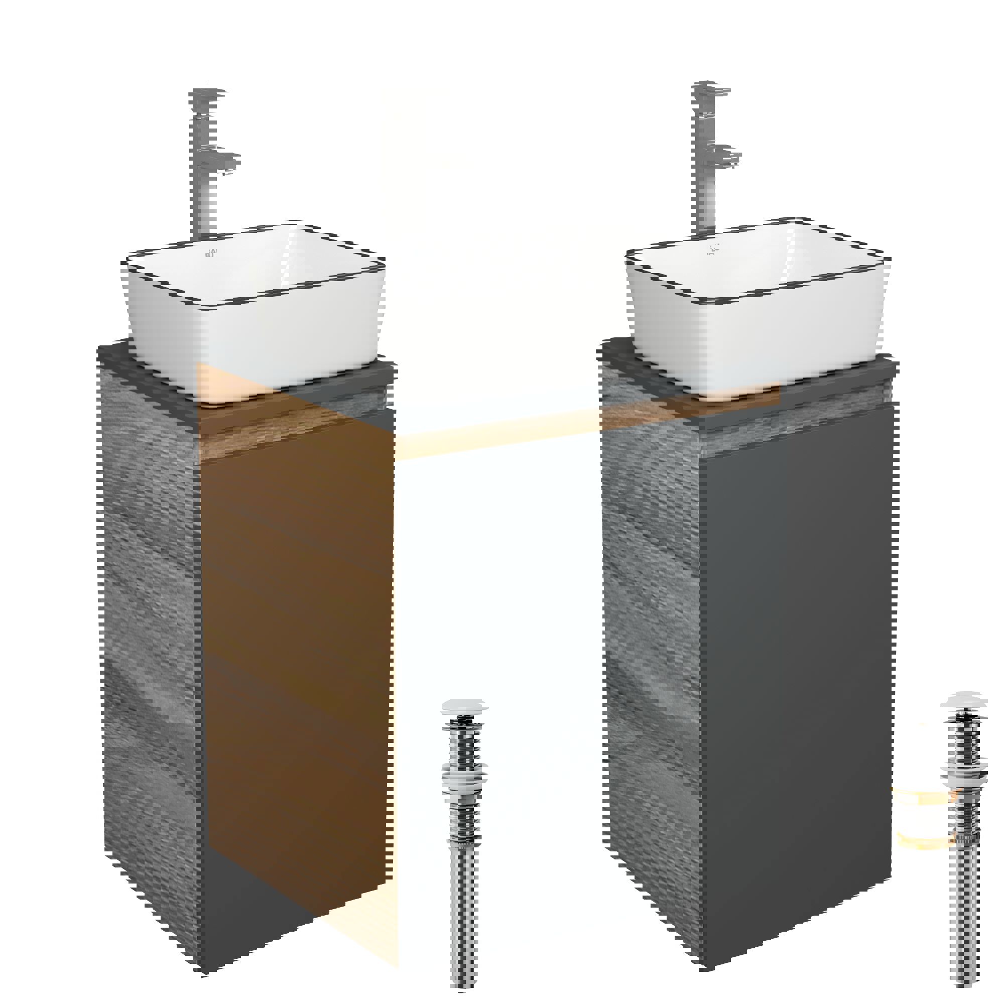 Изображение товара Тумба для ванной Bau Dream Blackwood 50 черный с раковиной BAU Hotel 48х37 и смесителем