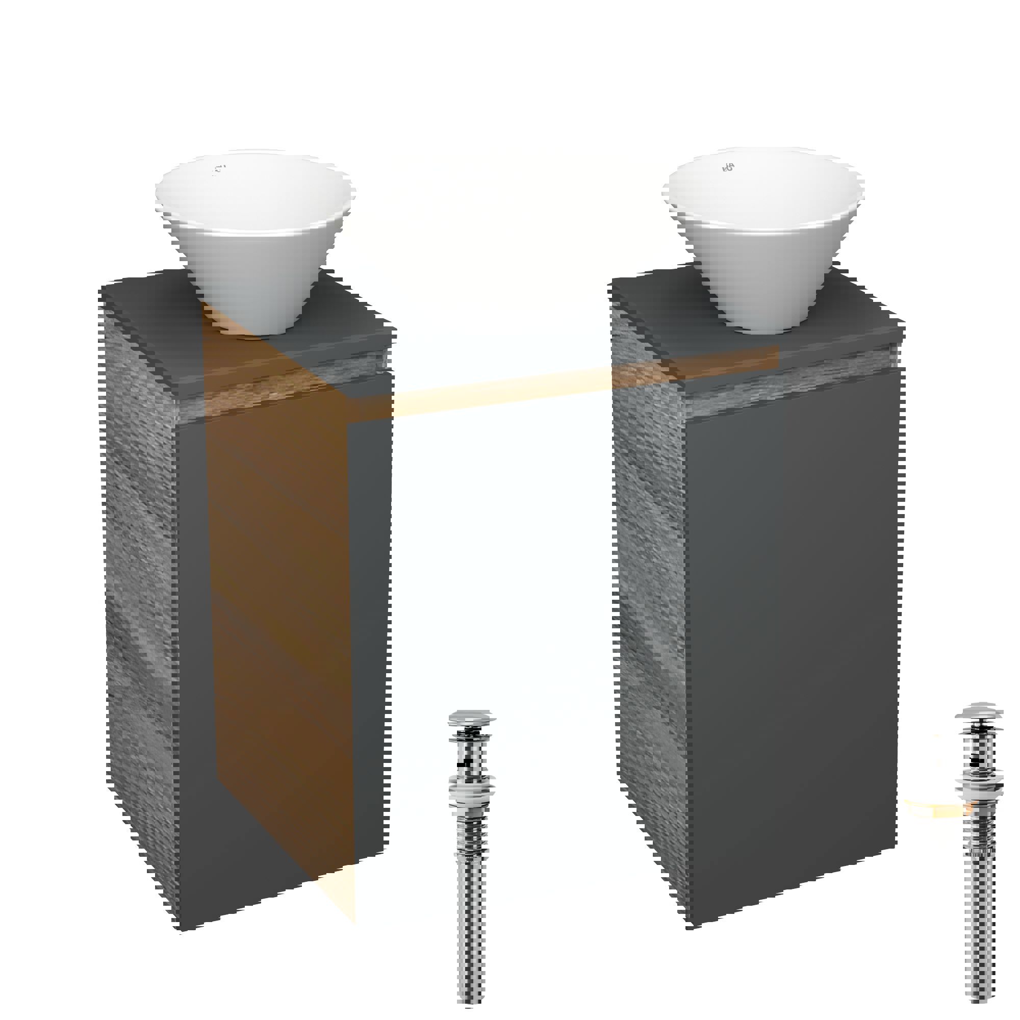 Изображение товара Тумба Bauedge Bau Dream Blackwood 50 графит раковина D43 выпуск клик клак хром