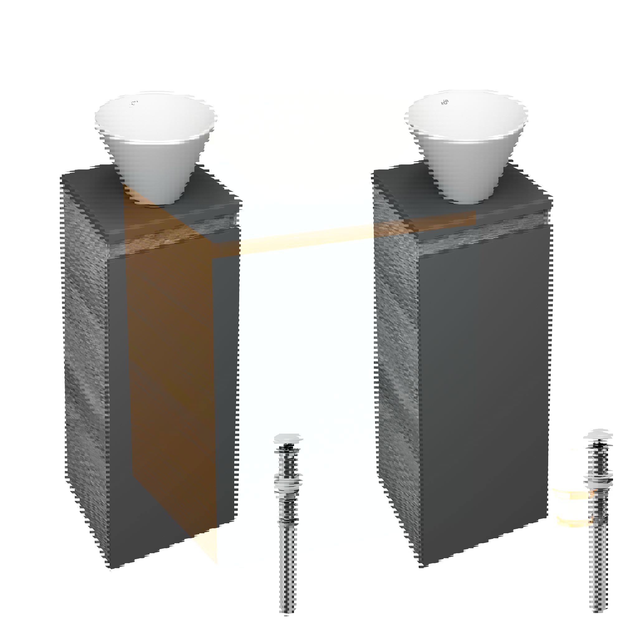 Изображение товара Тумба под раковину Bau Dream Blackwood 50 графит с раковиной из фарфора и системой click clack