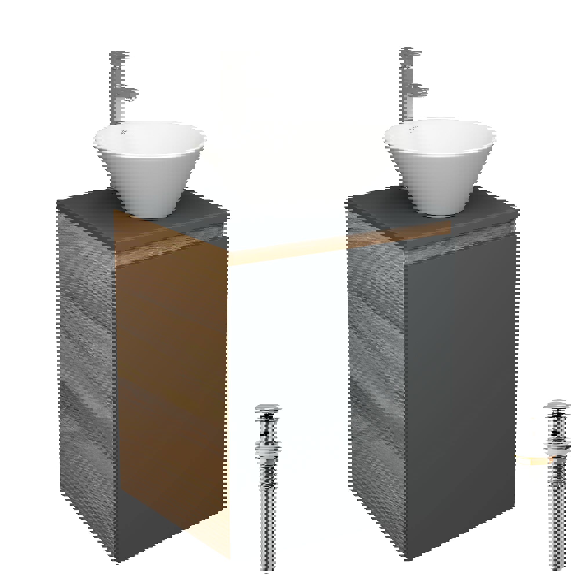 Изображение товара Тумба под раковину Bauedge Bau Dream Blackwood 50 графит с раковиной D43 и смесителем