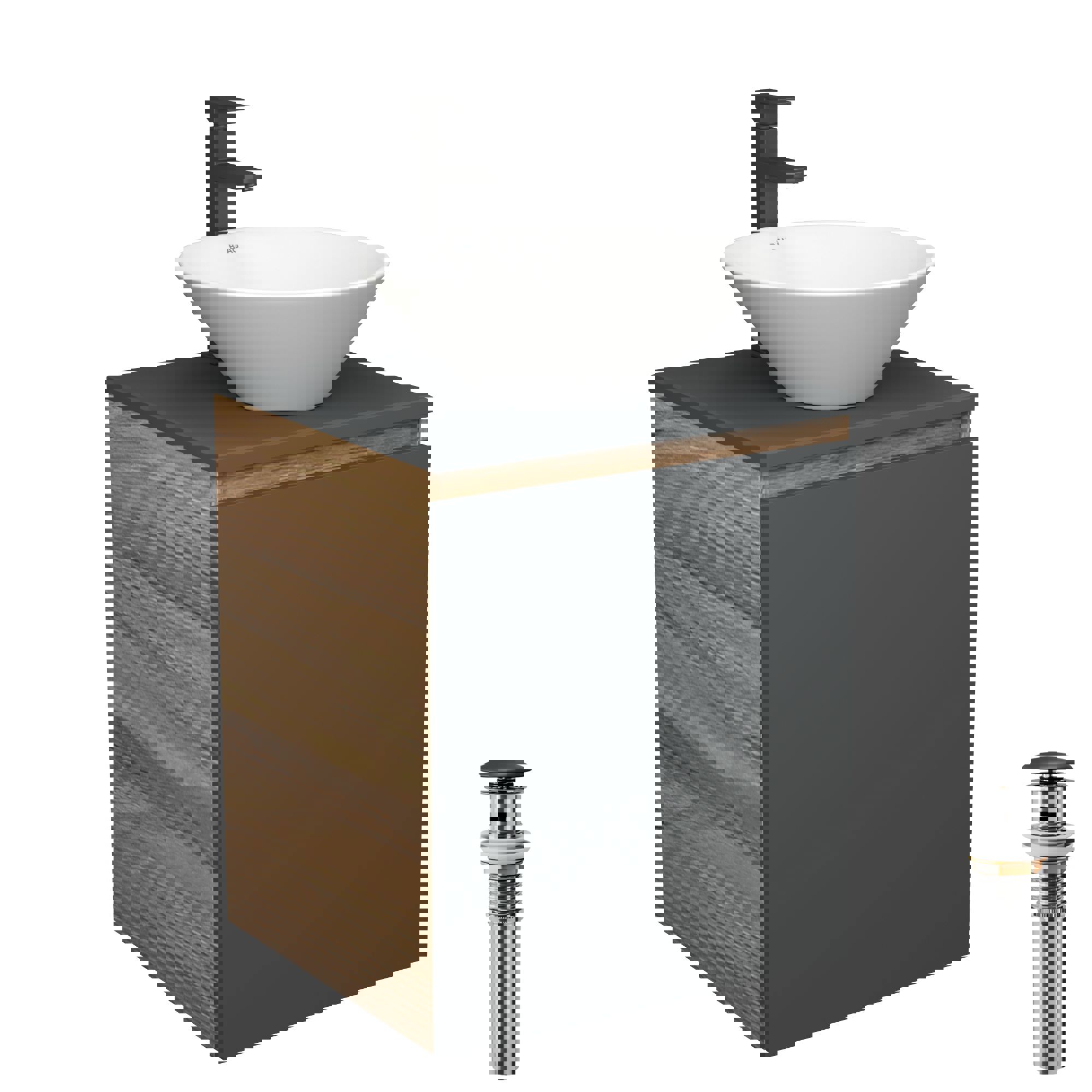 Изображение товара Тумба Bauedge Bau Dream Blackwood 50 графит с раковиной и смесителем для ванной