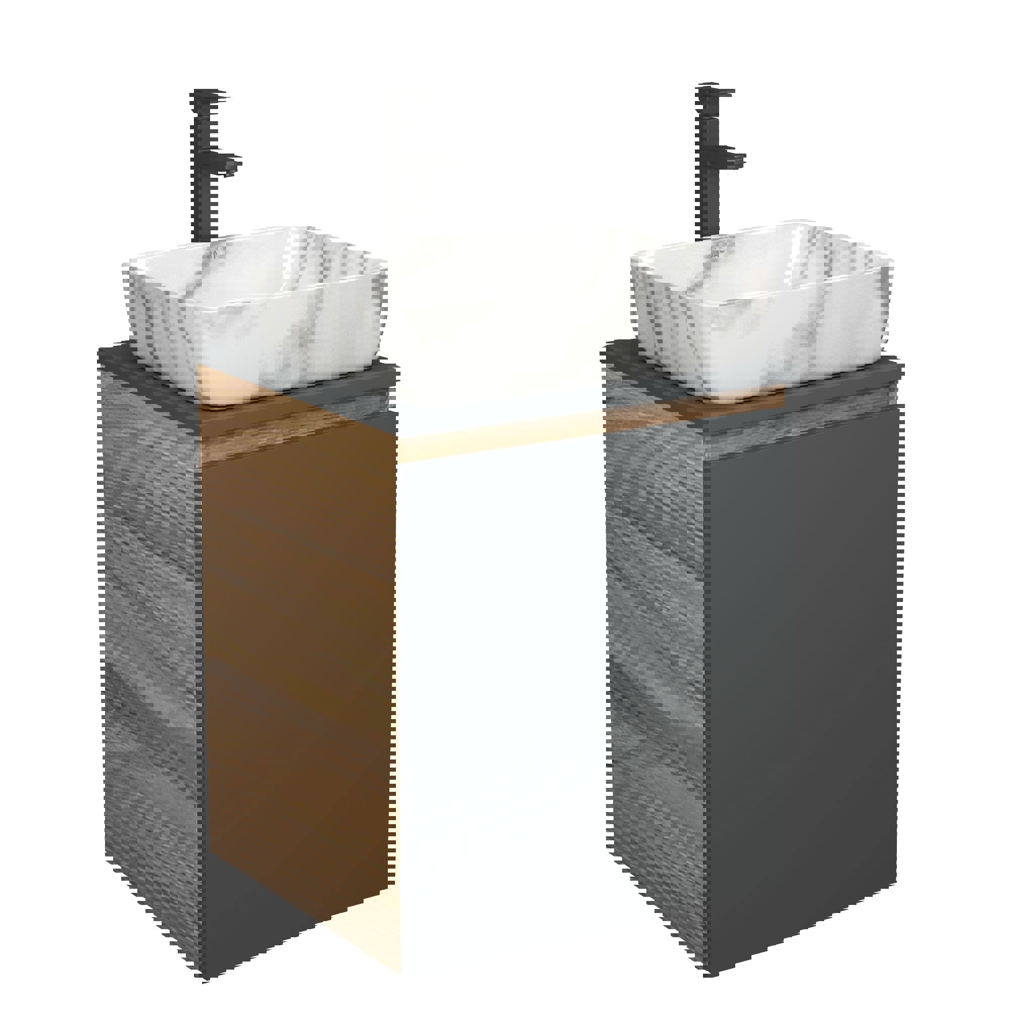 Изображение товара Тумба под раковину Bau Dream Blackwood 50 графит с раковиной BAU Hotel 51х39 и смесителем Fmark