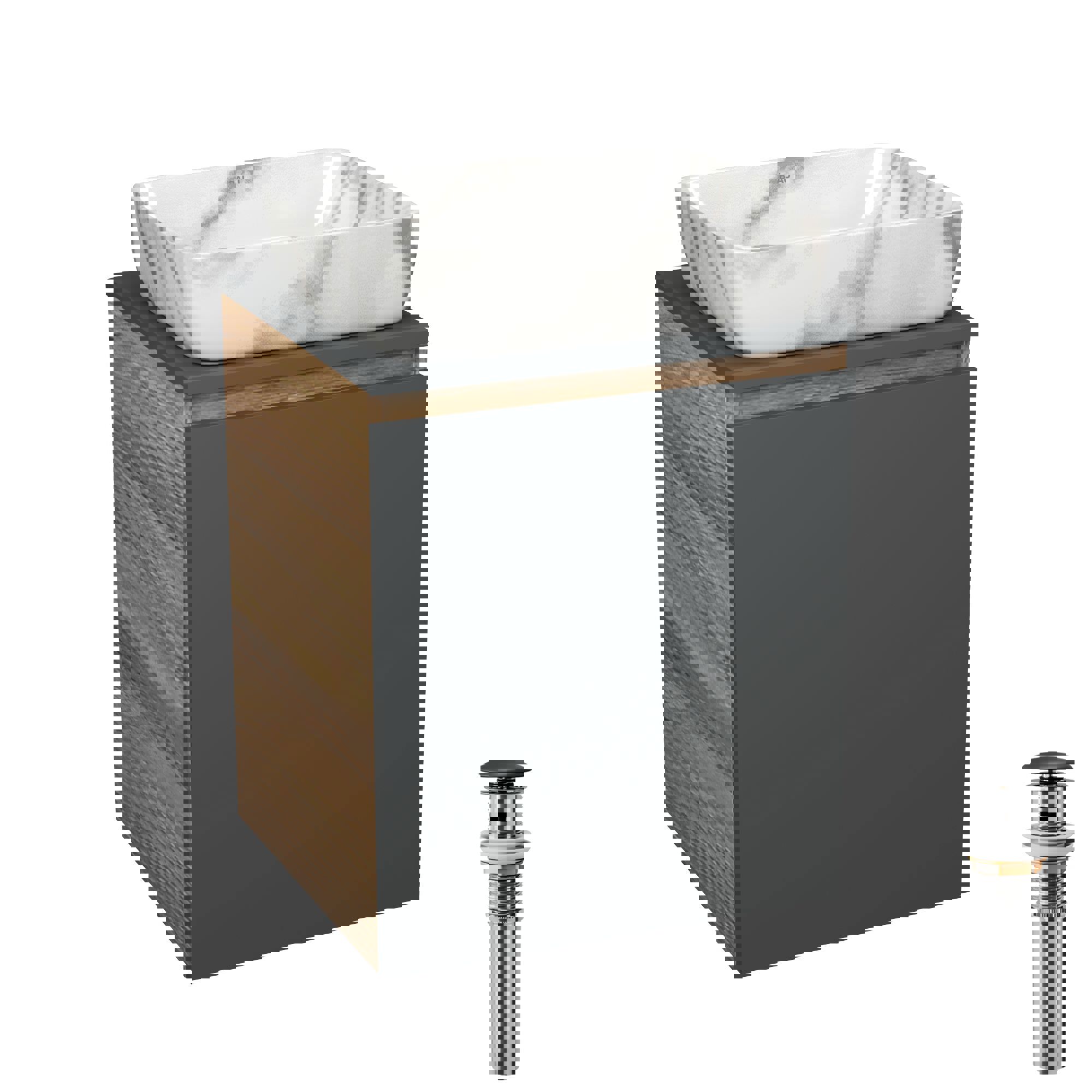 Изображение товара Тумба Bauedge Bau Dream Blackwood 50 графит раковина Hotel 51x39 мрамор выпуск клик клак черный