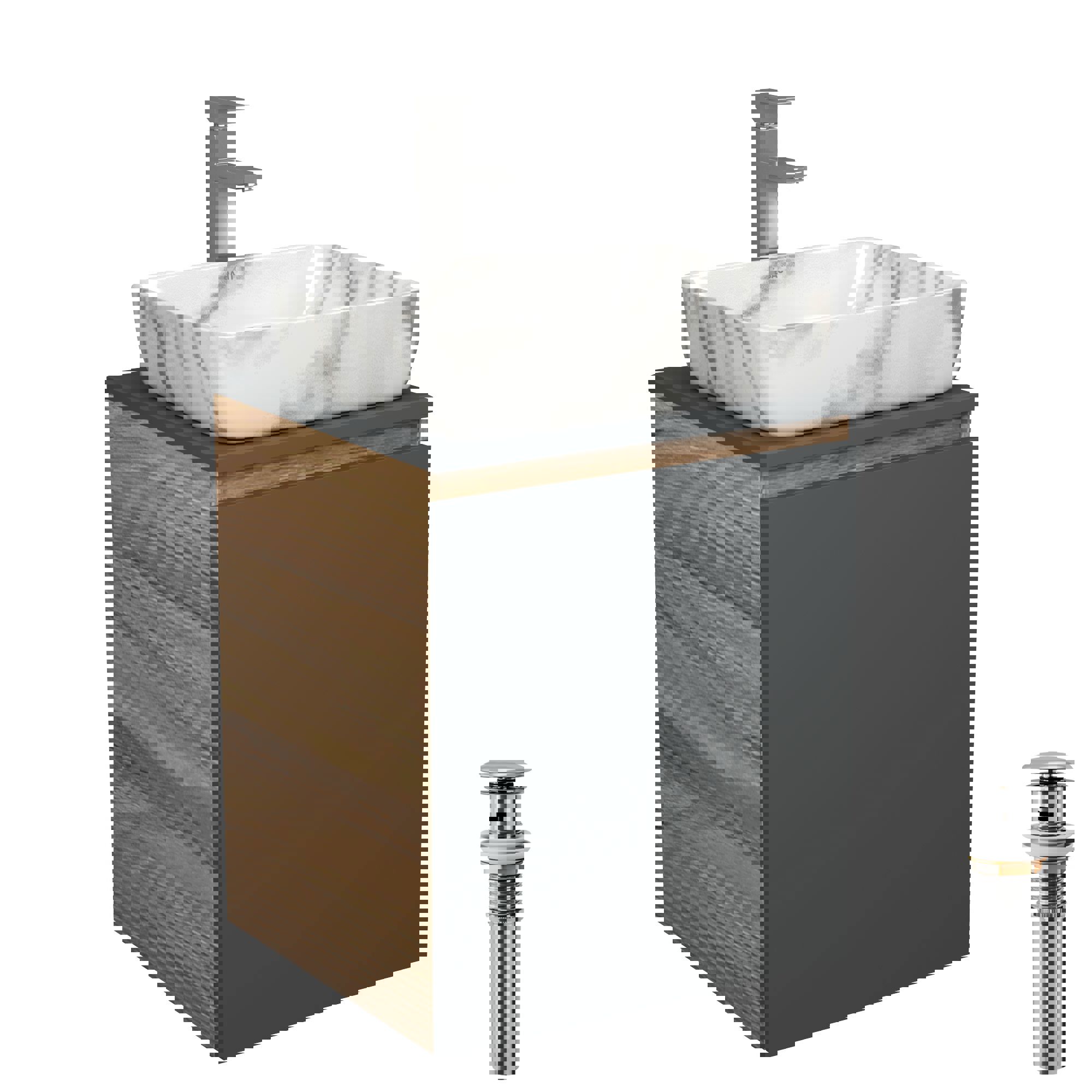 Изображение товара Тумба под раковину Bau Dream Blackwood 50 графит с раковиной BAU Hotel и смесителем Fmark