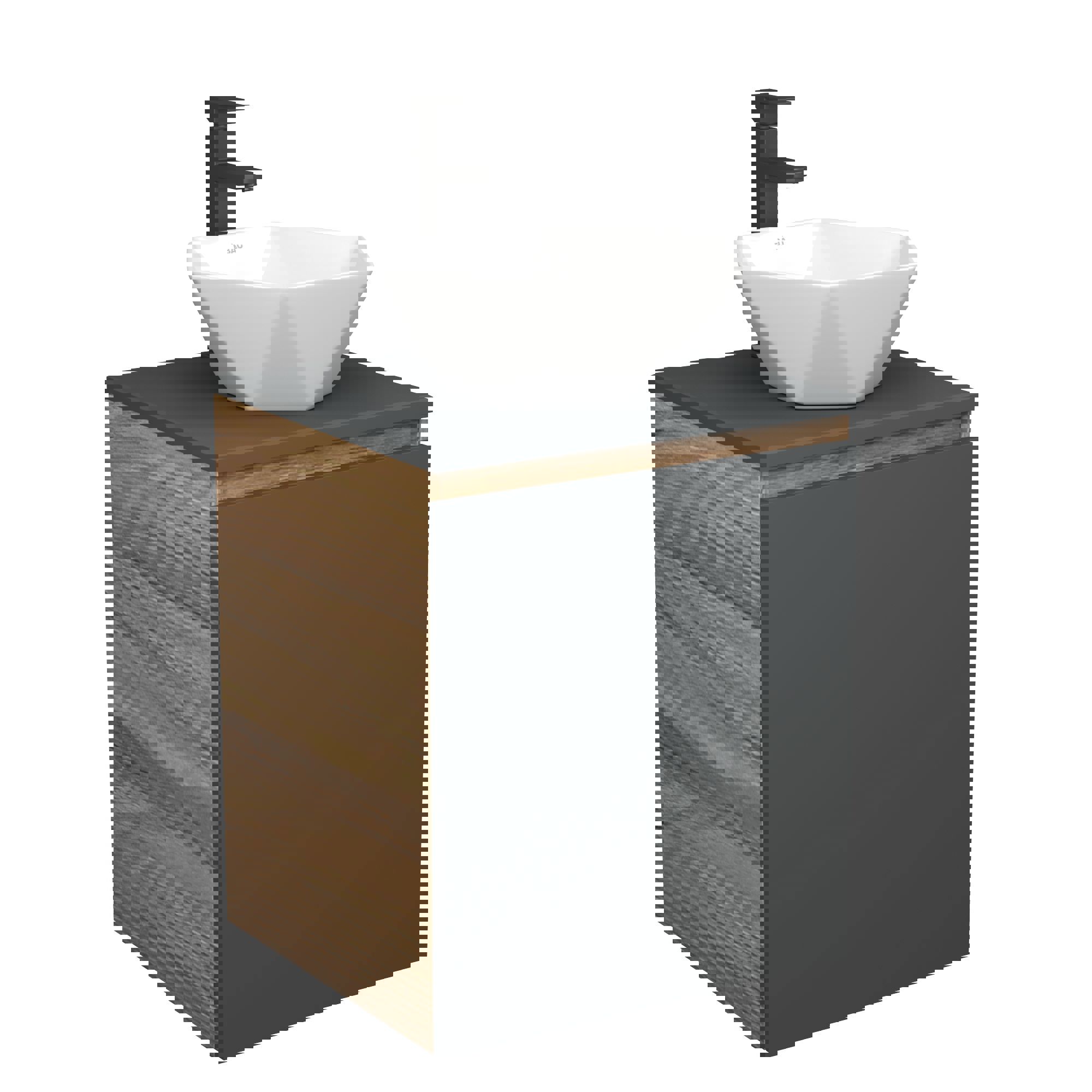 Изображение товара Тумба Bauedge Bau Dream Blackwood 50 см с раковиной Crystal и смесителем Fmark