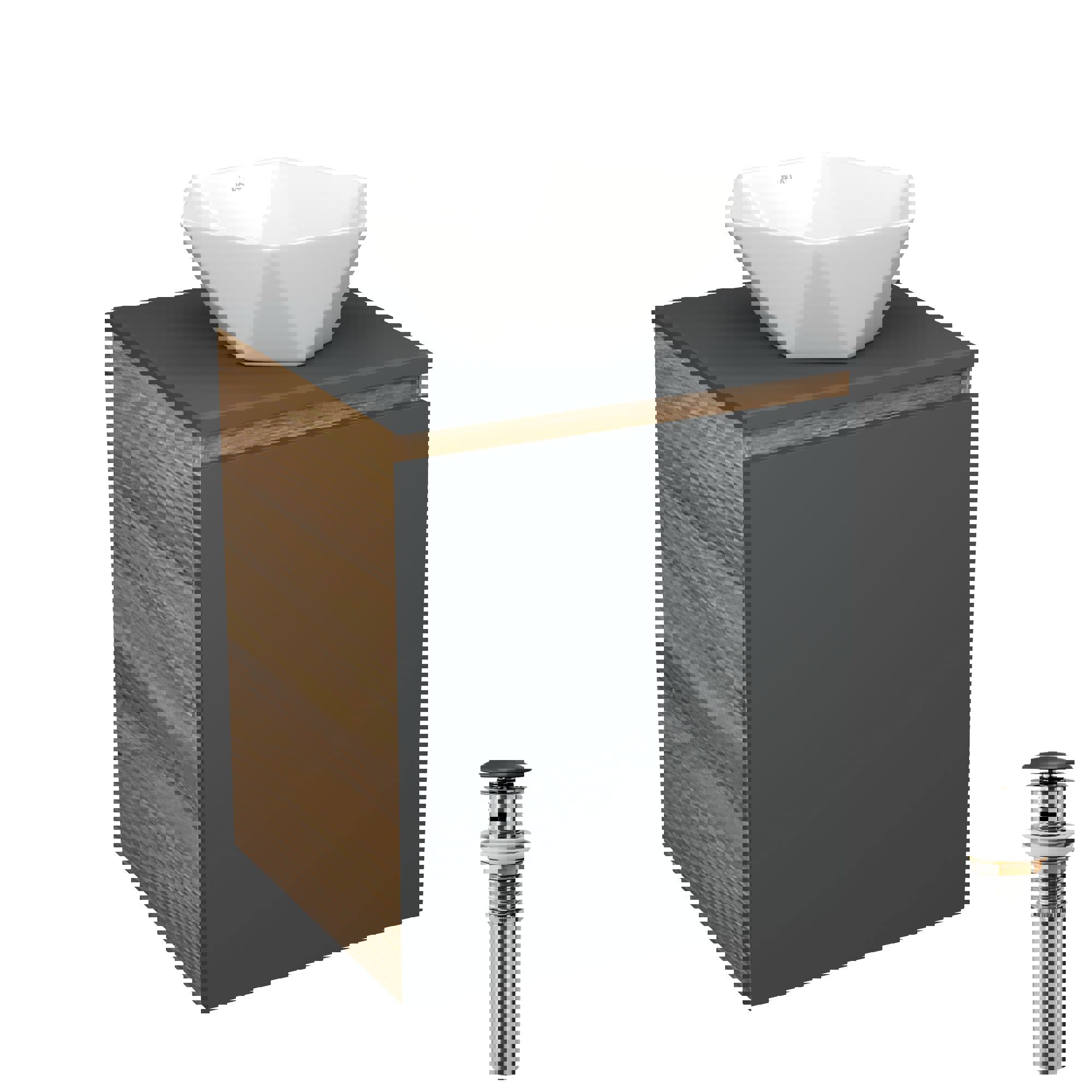 Изображение товара Тумба Bauedge Bau Dream Blackwood 50 графит раковина Crystal 40x40 выпуск клик клак черный