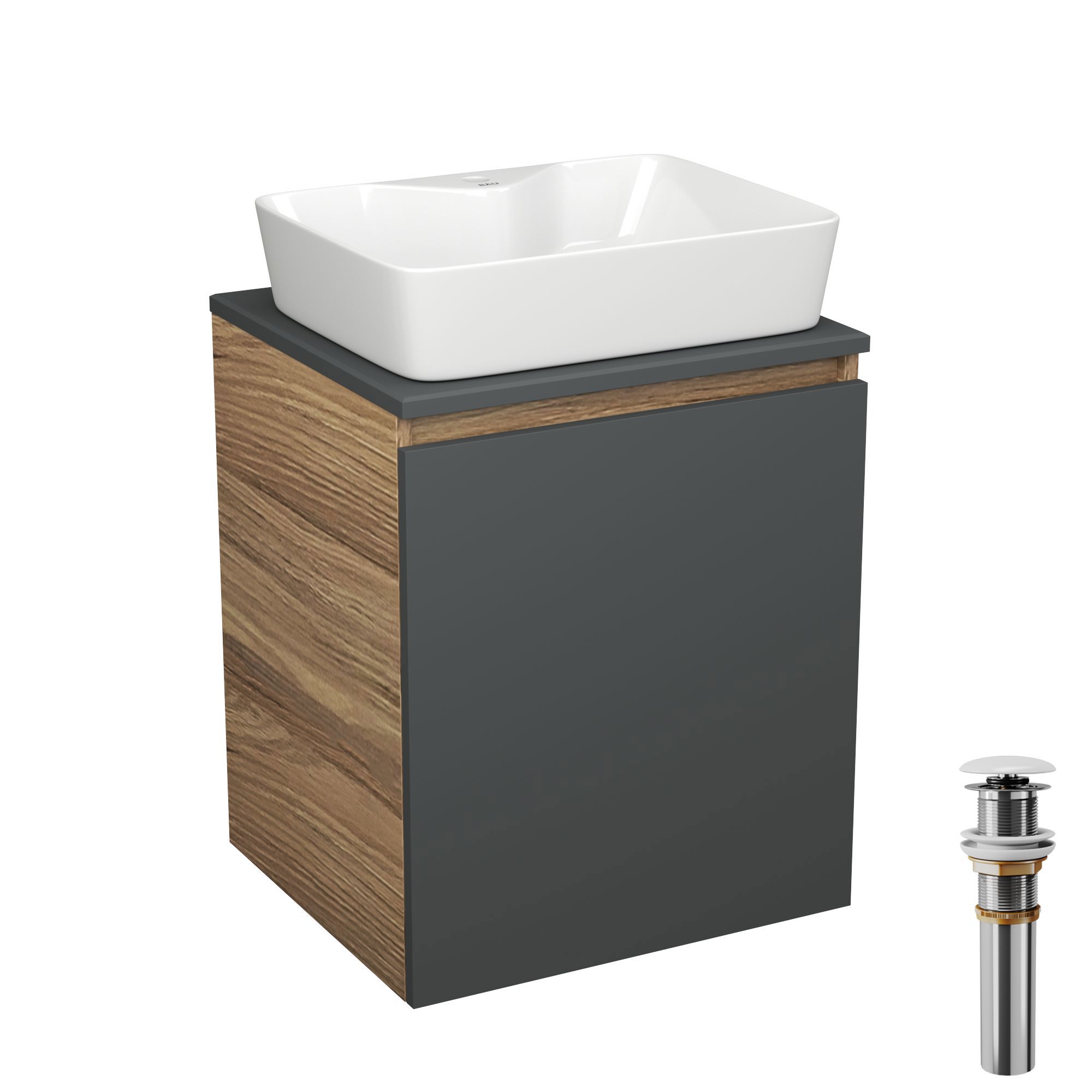 Изображение товара Тумба Bauedge Bau Dream Blackwood 50 графит раковина Cerama 48x37 белая выпуск клик клак белый