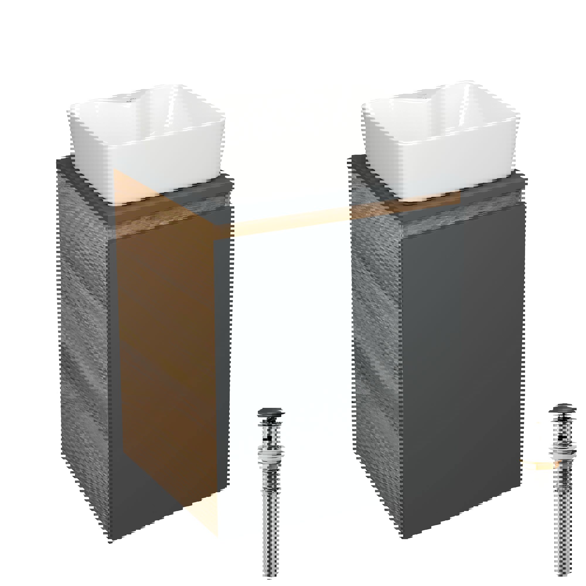 Изображение товара Тумба Bauedge Bau Dream Blackwood 50 графит раковина Cerama 48x37 белая выпуск клик клак черный