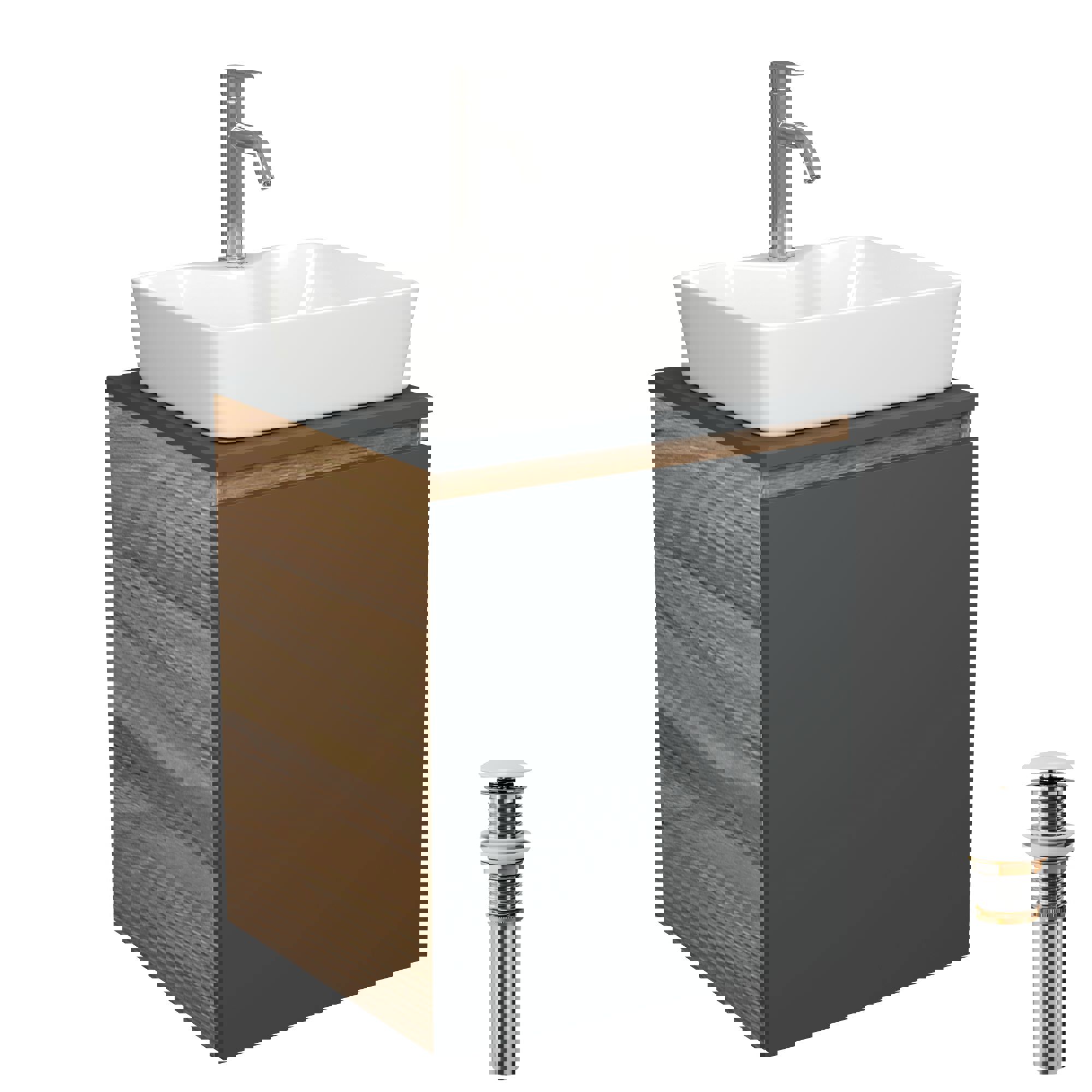 Изображение товара Тумба Bauedge Bau Dream Blackwood 50 графит раковина BAU Cerama 48x37 белая смеситель Hotel Dream нерж. сталь выпуск клик клак белый
