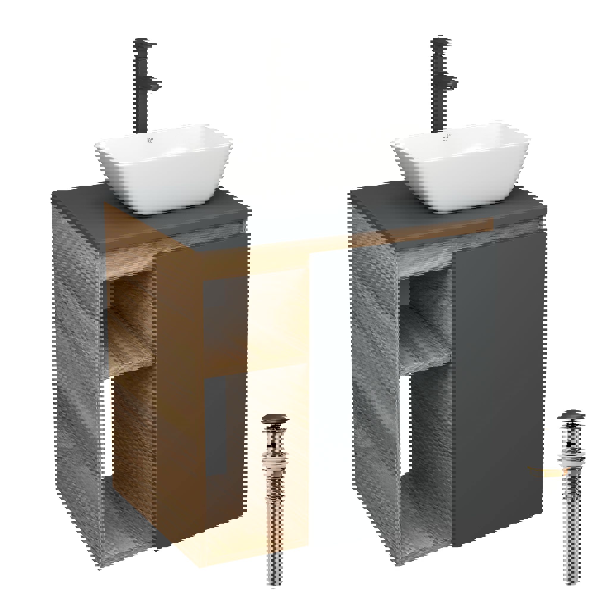 Изображение товара Тумба Bauedge Bau Dream Blackwood 60 с раковиной Spectrum и смесителем Fmark Изображение товара Тумба Bauedge Bau Dream Blackwood 60 с раковиной Spectrum и смесителем Fmark