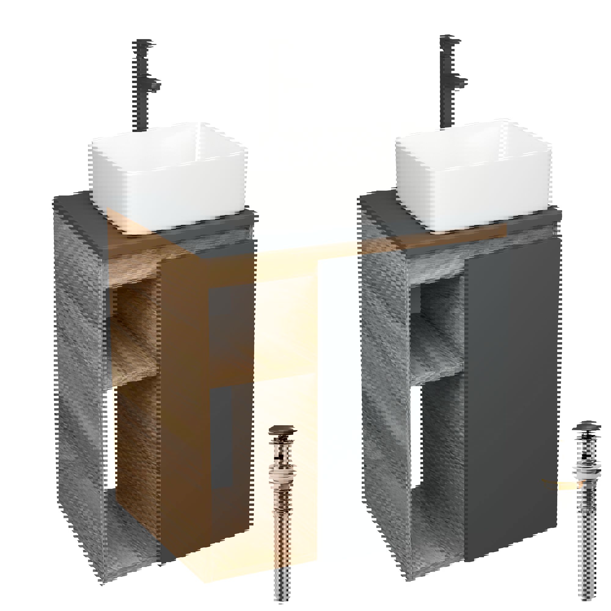 Изображение товара Тумба Bauedge Bau Dream Blackwood 60 правая графит раковина BAU Hotel 48x37 смеситель для раковины высокий Hotel Black черный выпуск клик клак черн