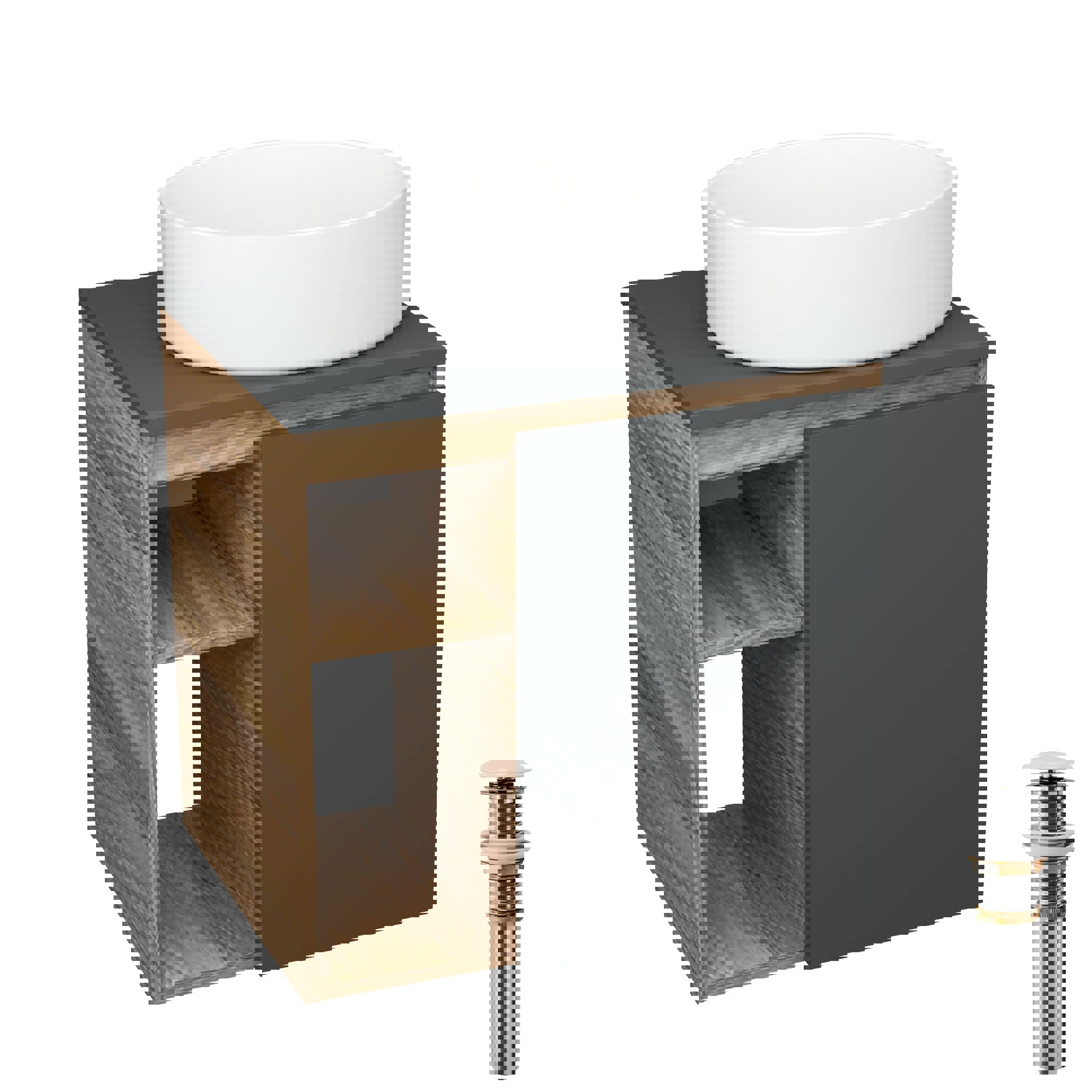 Изображение товара Тумба Bauedge Bau Dream Blackwood 60 правая графит раковина Nimb 50x36 выпуск клик клак белый