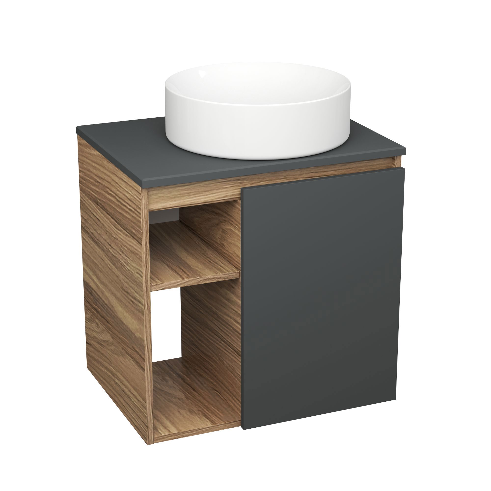 Изображение товара Тумба Bauedge Bau Dream Blackwood 60 правая графит раковина круглая D41