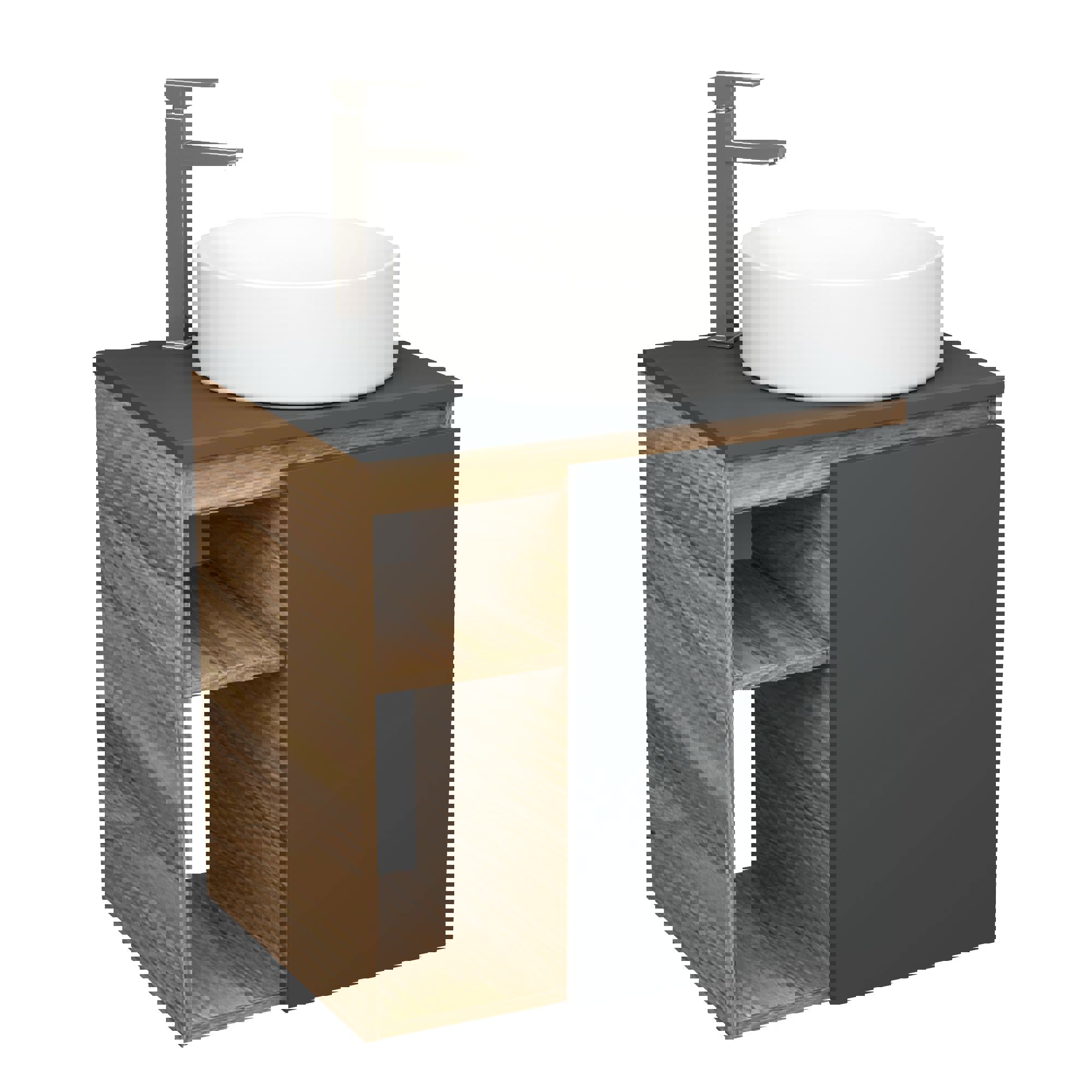 Изображение товара Тумба Bauedge Bau Dream Blackwood 60 правая с раковиной и смесителем для ванной Изображение товара Тумба Bauedge Bau Dream Blackwood 60 правая с раковиной и смесителем для ванной
