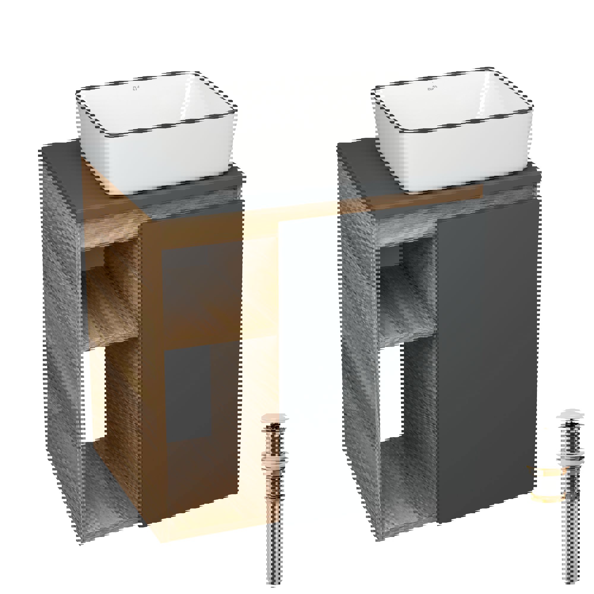 Изображение товара Тумба под раковину Bauedge Bau Dream Blackwood 60 правая графит с раковиной Hotel Изображение товара Тумба под раковину Bauedge Bau Dream Blackwood 60 правая графит с раковиной Hotel