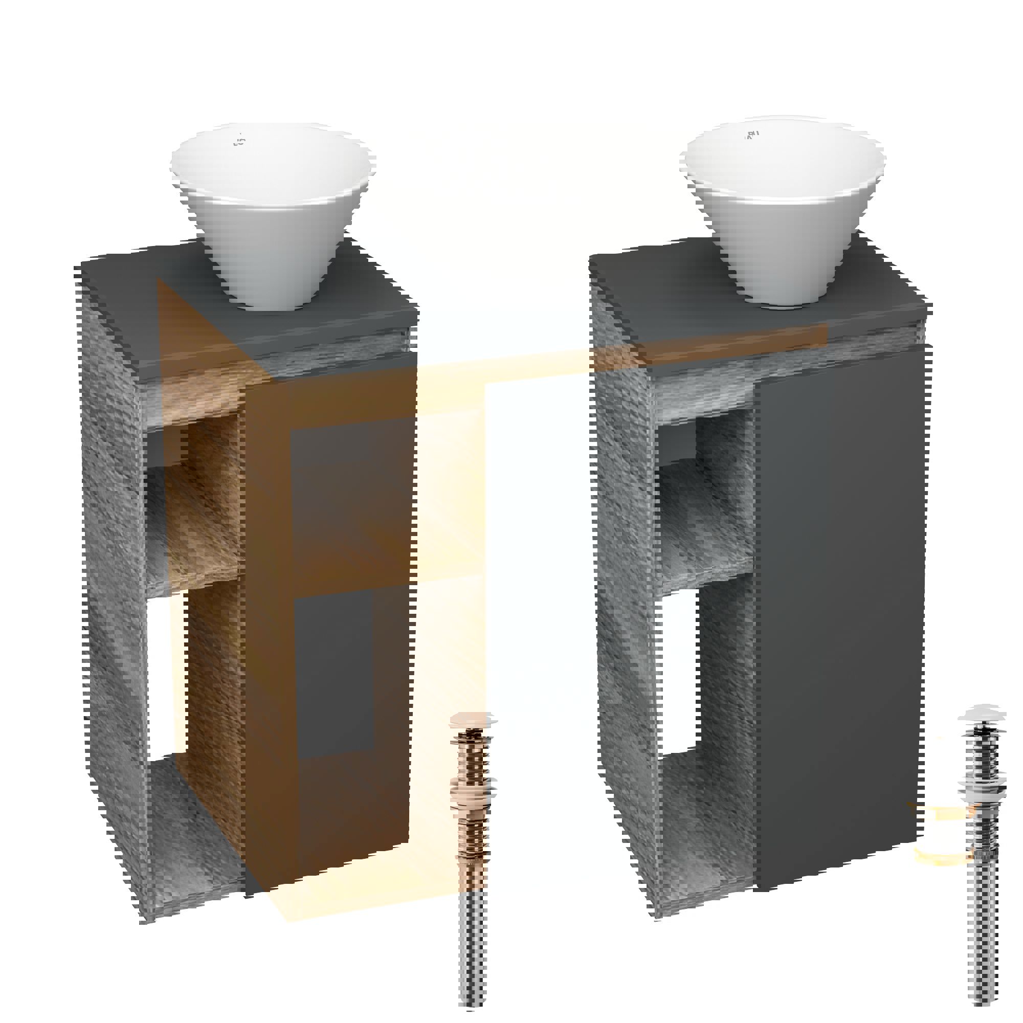 Изображение товара Тумба под раковину Bau Dream Blackwood 60 см черная с фарфоровой раковиной D43 и системой клик клак