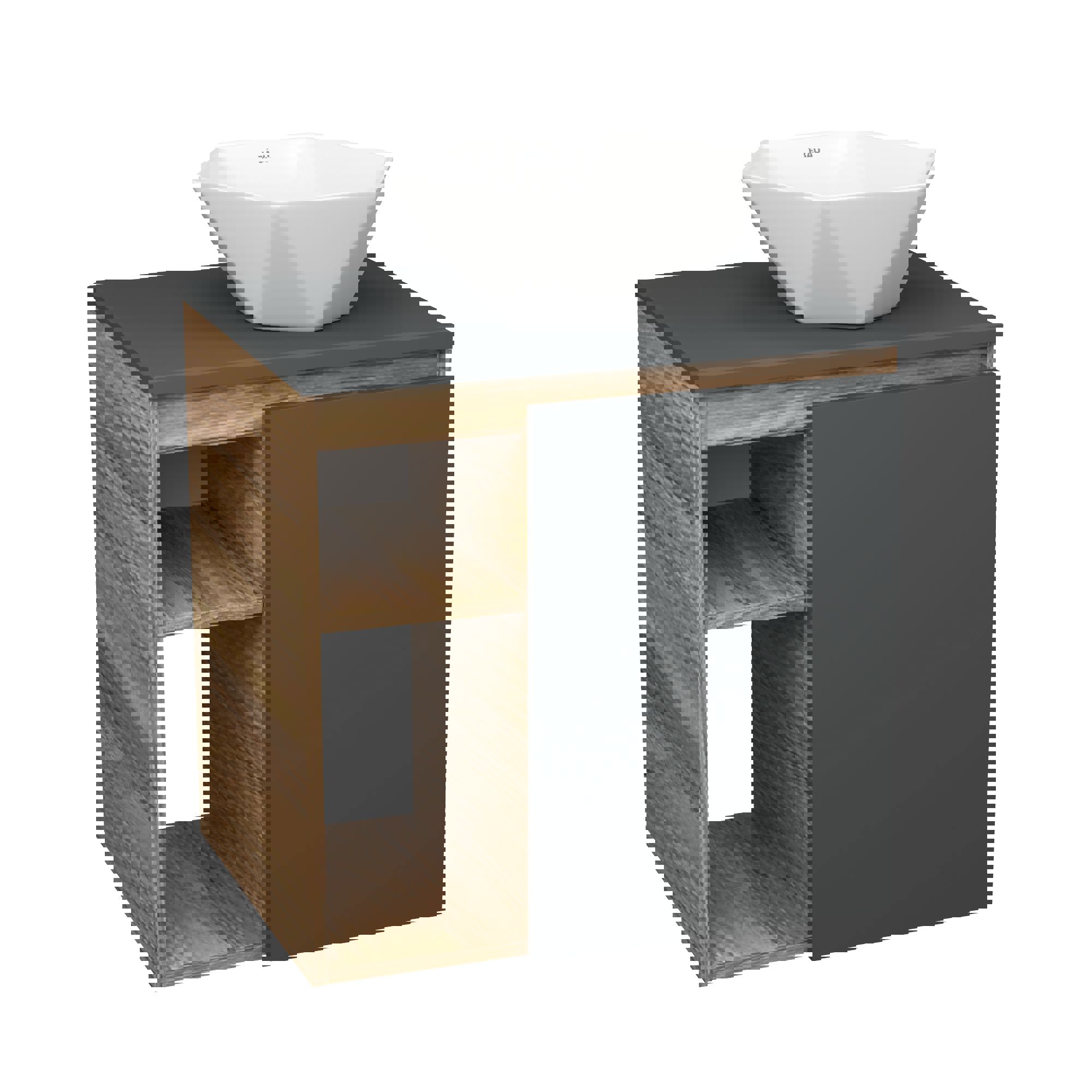 Изображение товара Тумба Bauedge Bau Dream Blackwood 60 правая с раковиной Crystal 40x40 белая - современная мебель дл