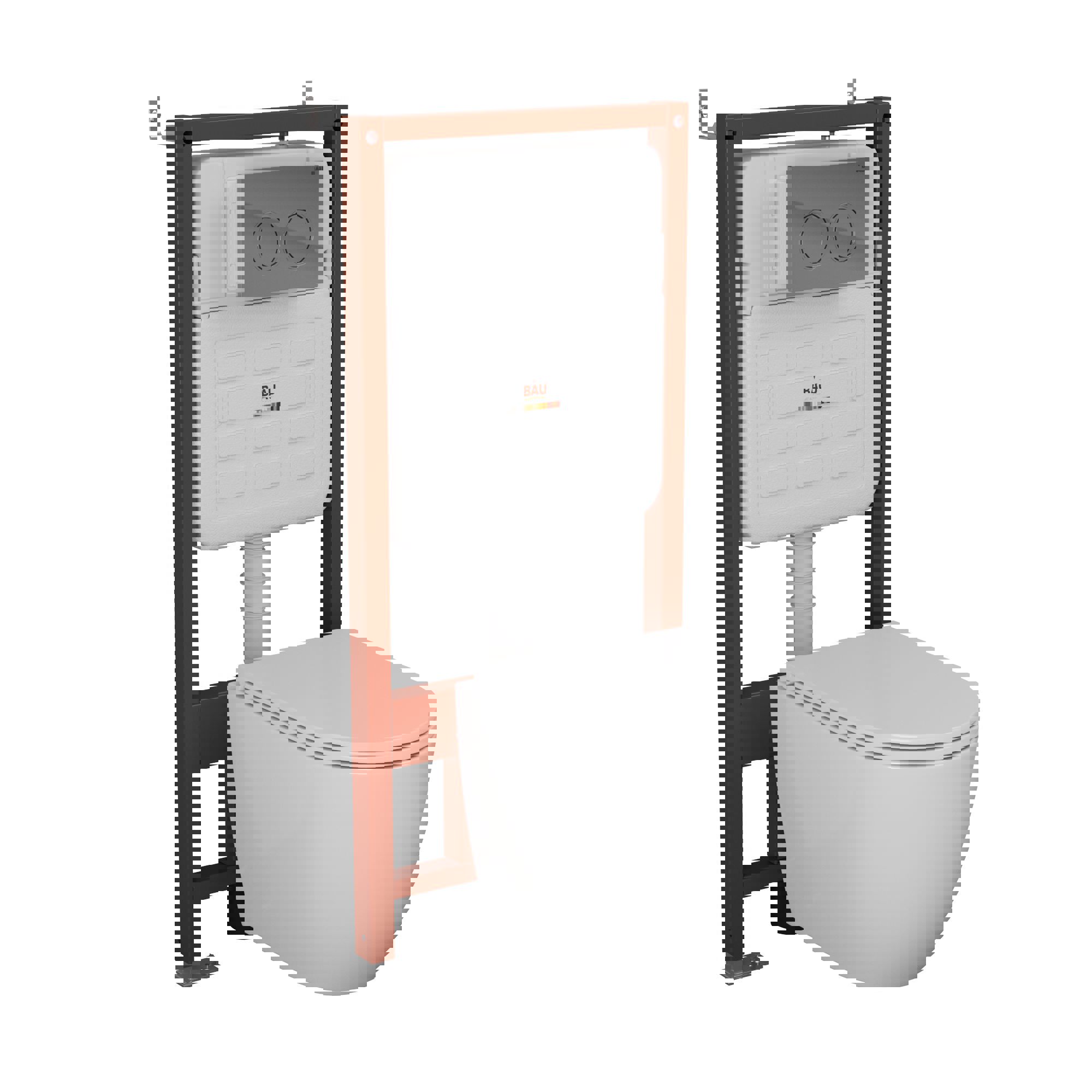 Изображение товара Комплект инсталляции Bauedge Bau Ideal E458103-BL0001-HQ3 с унитазом Dream Hurricane3