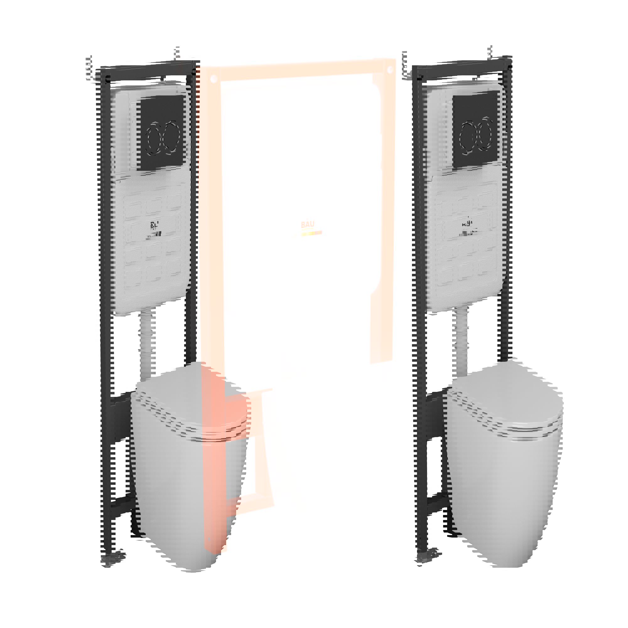 Изображение товара Комплект инсталляция Bau Ideal 6 в 1 унитаз Dream Hurricane3 безободковый Round черная матовая