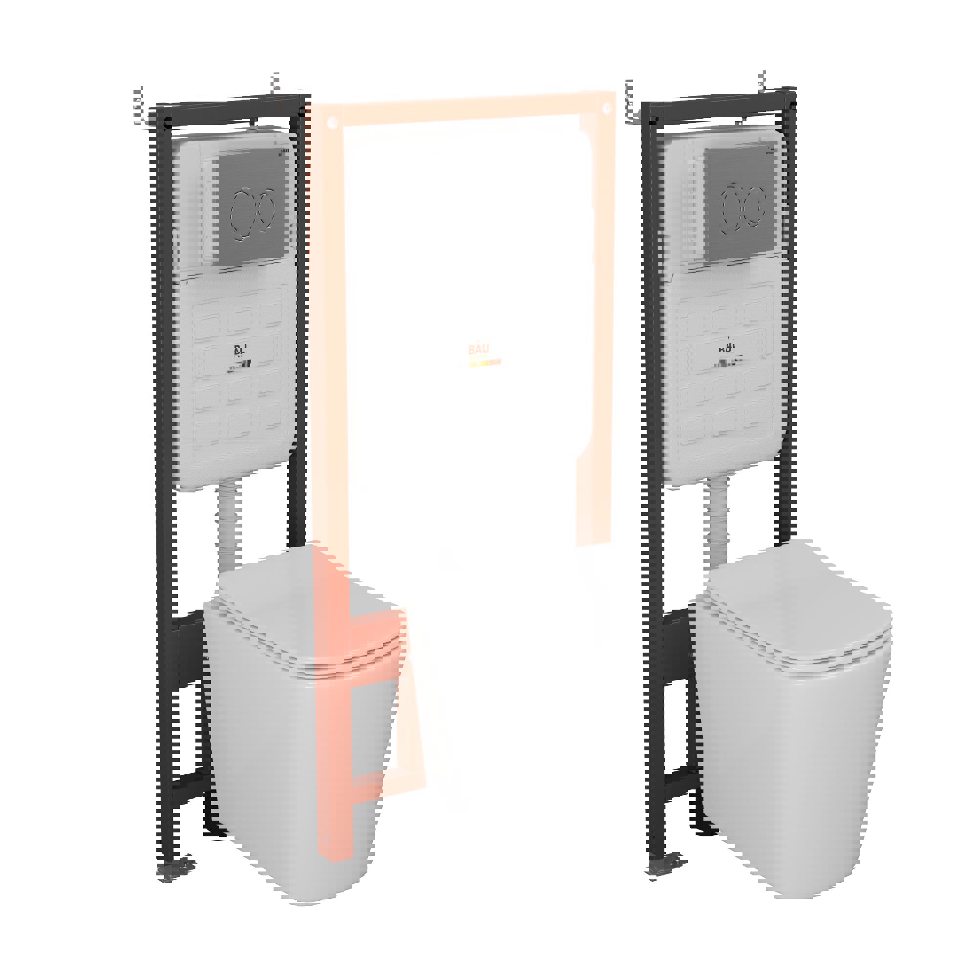 Изображение товара Комплект инсталляция Bau Ideal 6 в 1 унитаз Stil безободковый 51х35 бау Wheel