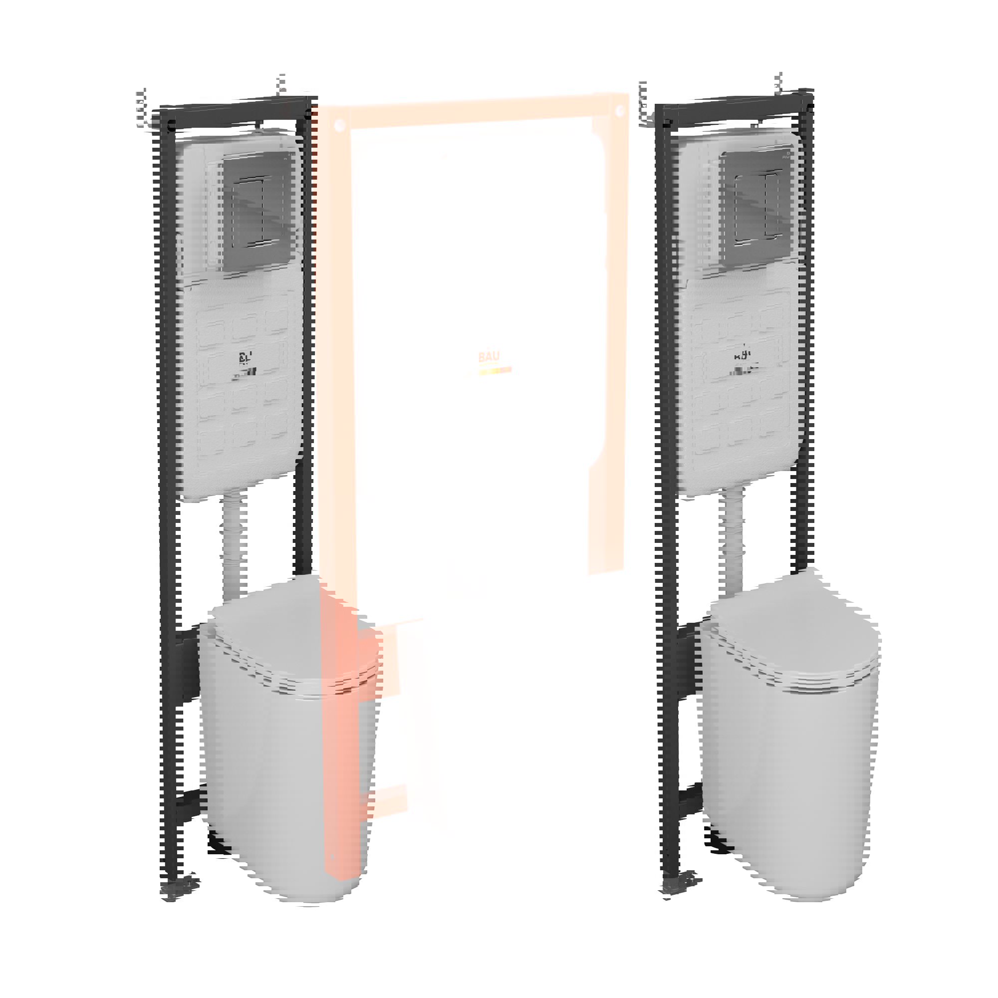 Изображение товара Комплект инсталляции Bau Ideal WA 6 в 1 для подвесного унитаза безободковый с сиденьем микролифт и