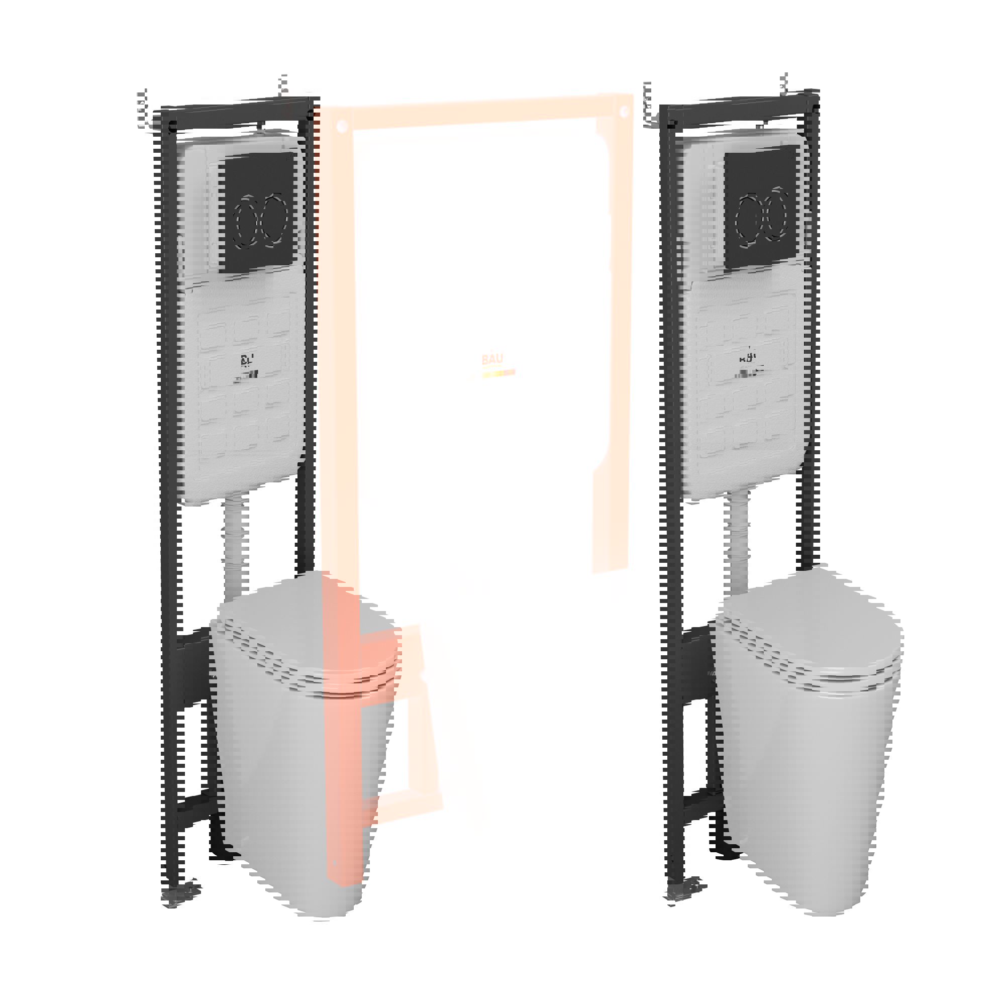 Изображение товара Комплект инсталляция Bauedge Bau Ideal E458103-BK0001-HQ2-E00115 унитаз подвесной безободковый торн